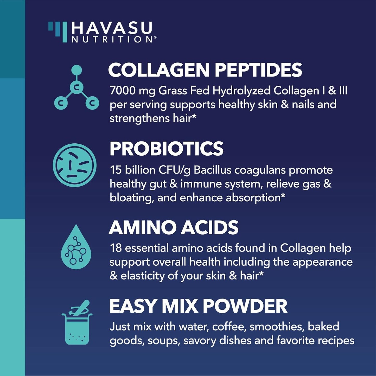 Hydrolyzed Collagen Peptides Powder with Probiotics for Joint, Skin, Hair & Nail Health - Nutritional Support for Digestion - Unflavored & Easy-to-Mix - Grass-Fed - 1-Month Supply