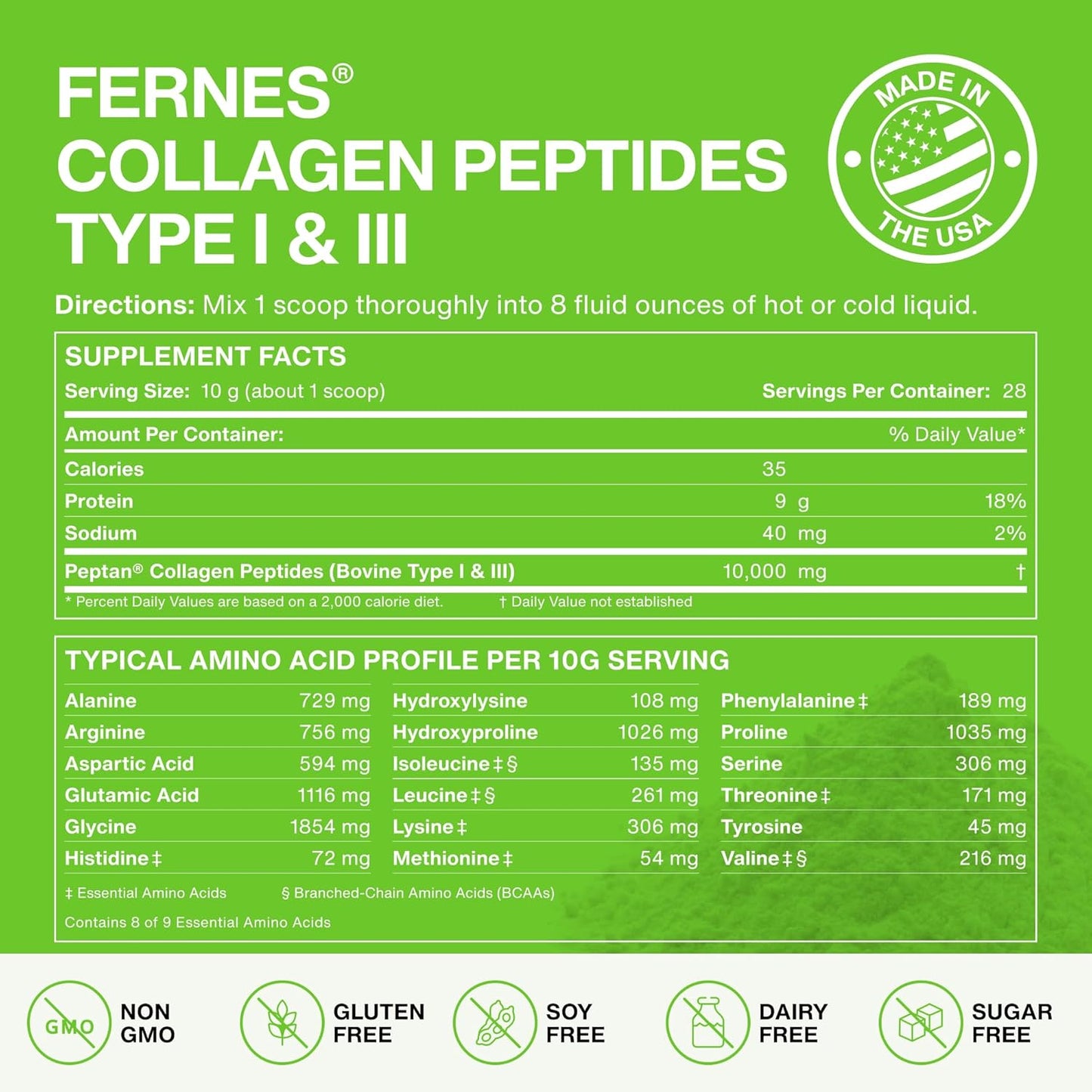 Hydrolyzed Collagen Peptides Supplement for Joint and Skin Support - Grass Fed Type I & III - Keto, Paleo Friendly - 28 Servings, 9.88 oz Powder