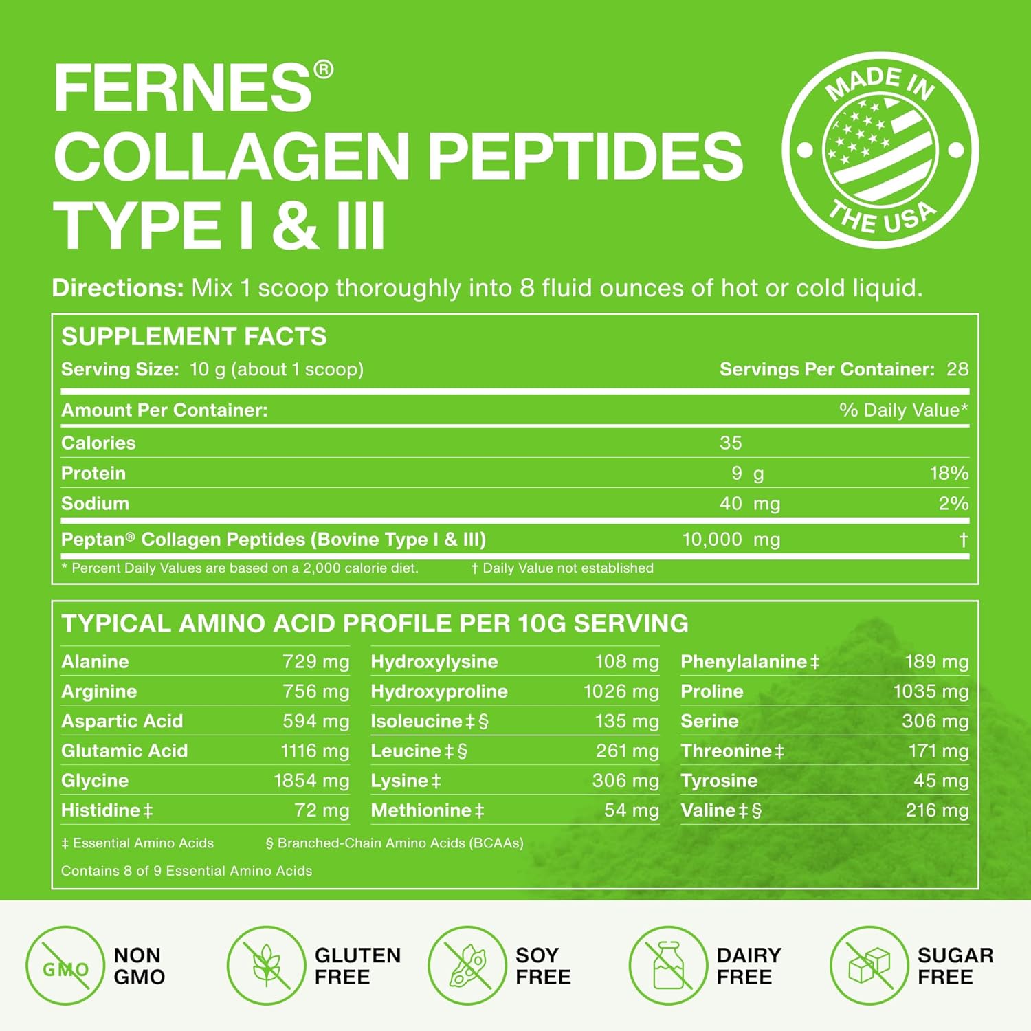 Hydrolyzed Collagen Peptides Supplement for Joint and Skin Support - Grass Fed Type I & III - Keto, Paleo Friendly - 28 Servings, 9.88 oz Powder