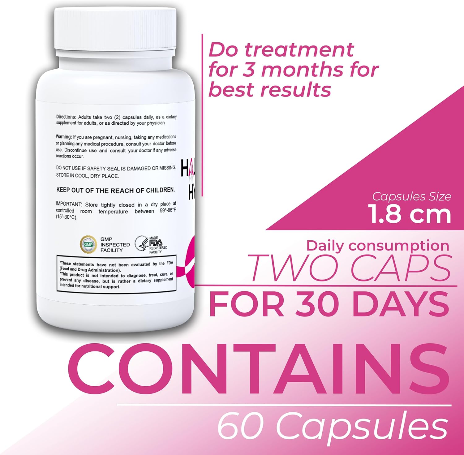 Hydrolyzed Collagen Pills with Vitamin C for Skin, Wrinkles, Anti-Aging, Hair, Nails, Joints - 1000mg 60 Capsules