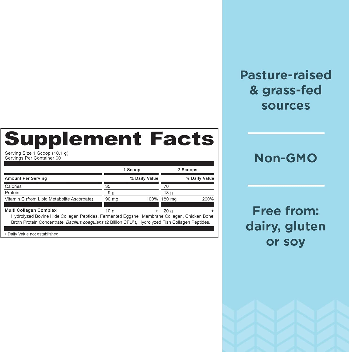 Hydrolyzed Collagen Powder Protein with Probiotics, Multi Collagen Peptides, Unflavored, 60 Servings, Supports Skin, Gut Health, Joint Health, 21.38oz