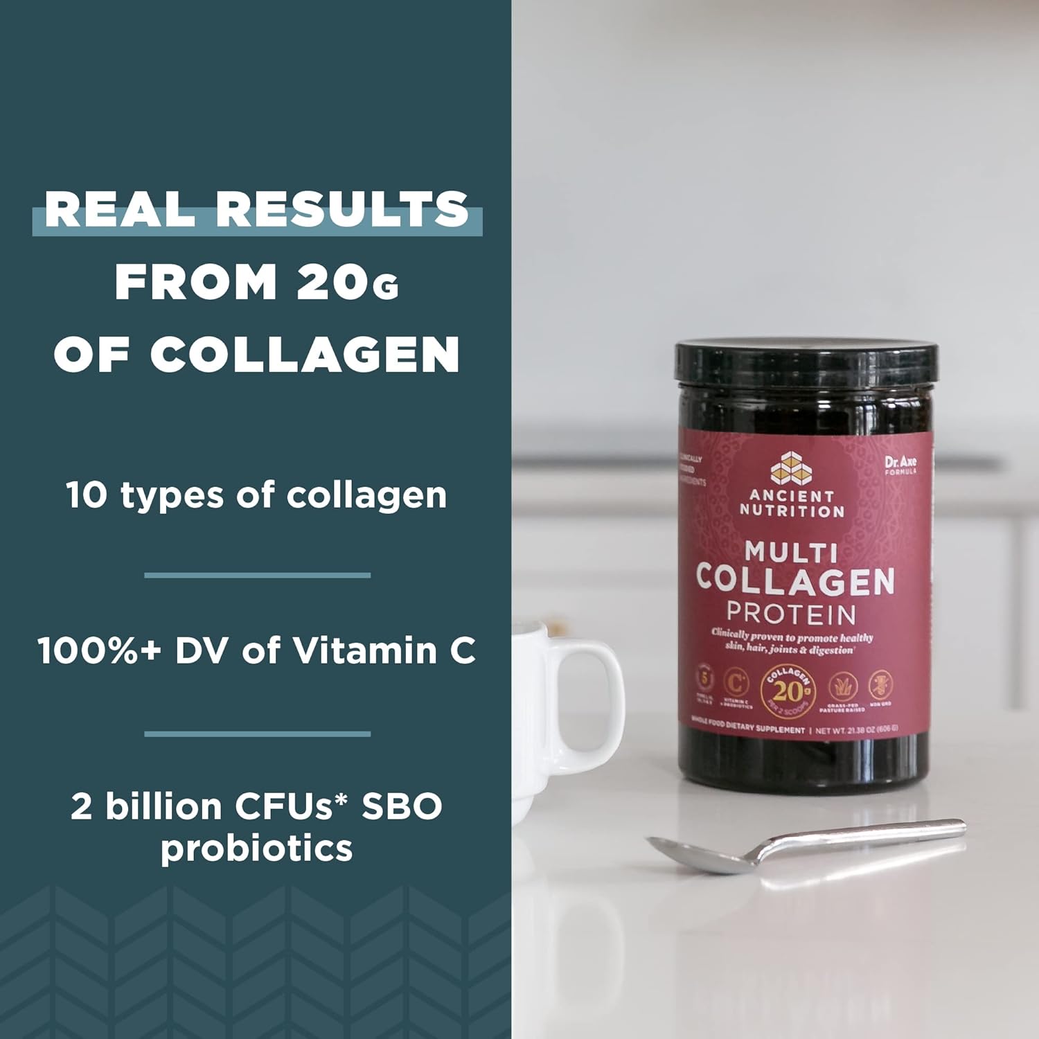 Hydrolyzed Collagen Powder Protein with Probiotics, Multi Collagen Peptides, Unflavored, 60 Servings, Supports Skin, Gut Health, Joint Health, 21.38oz