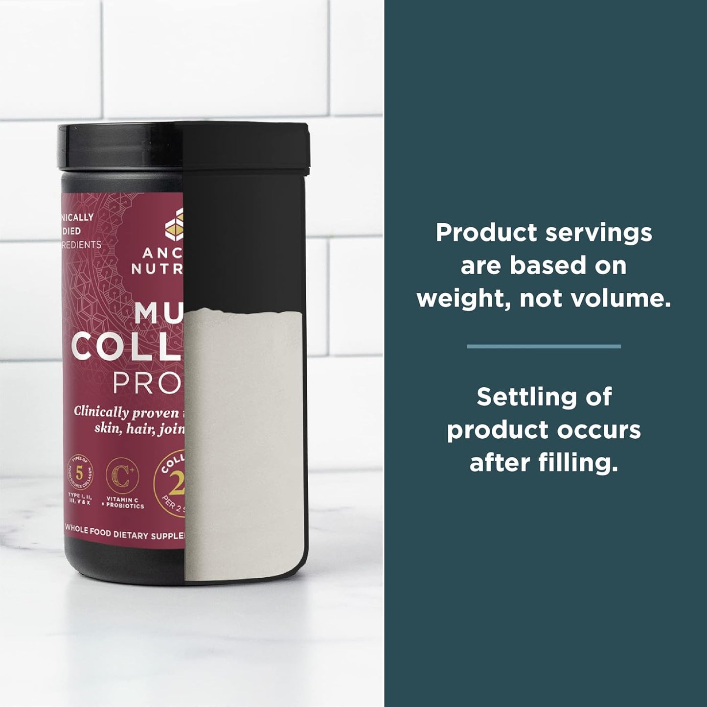 Hydrolyzed Collagen Powder Protein with Probiotics, Multi Collagen Peptides, Unflavored, 60 Servings, Supports Skin, Gut Health, Joint Health, 21.38oz