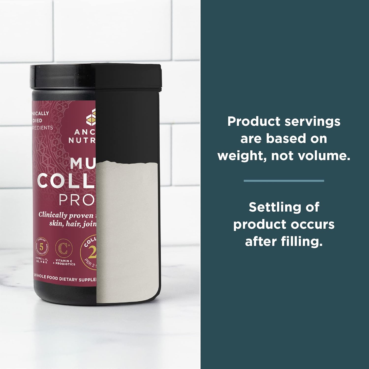 Hydrolyzed Collagen Powder Protein with Probiotics, Multi Collagen Peptides, Unflavored, 60 Servings, Supports Skin, Gut Health, Joint Health, 21.38oz