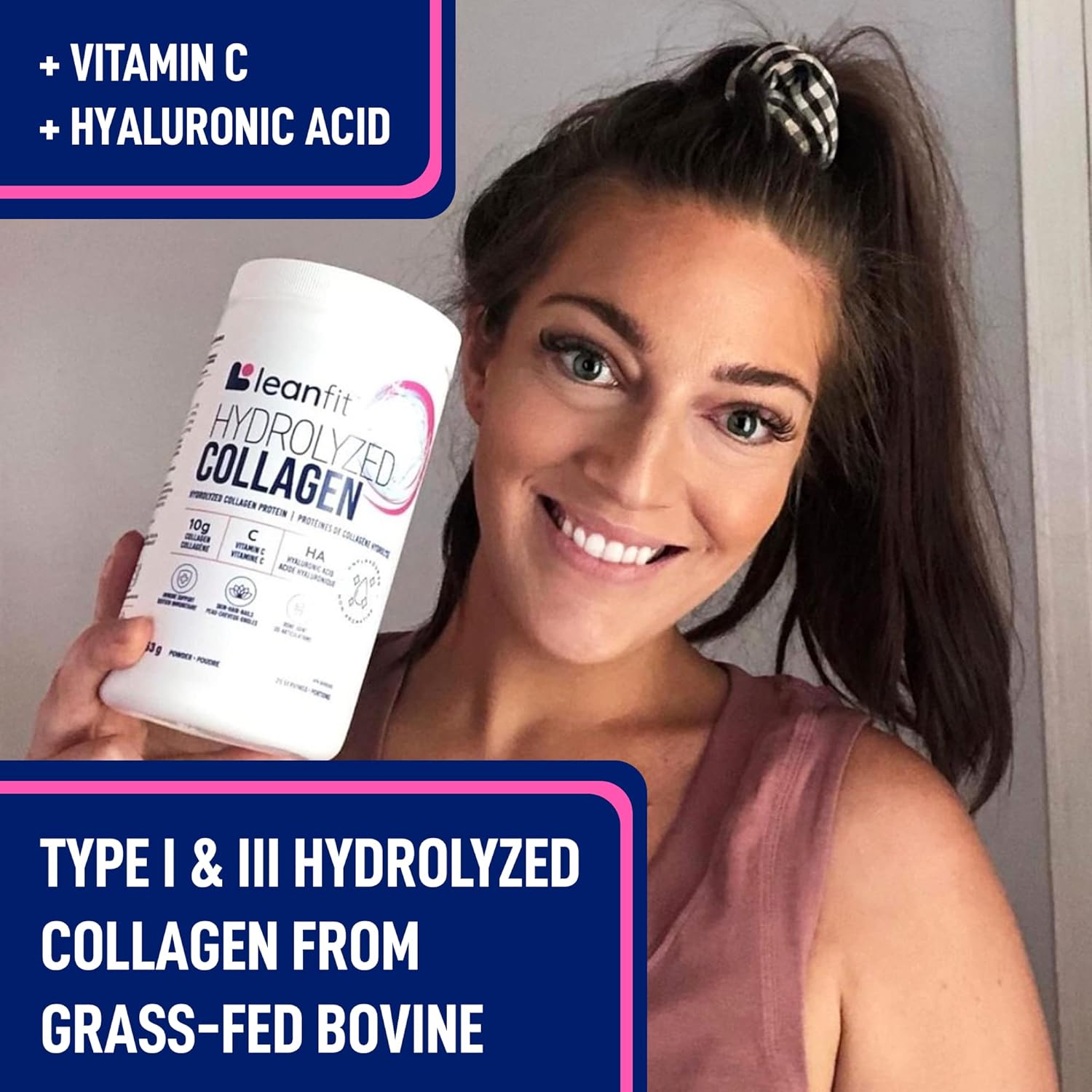 Hydrolyzed Collagen Unflavored Powder, 25 Servings, 253g Tub - LeanFit