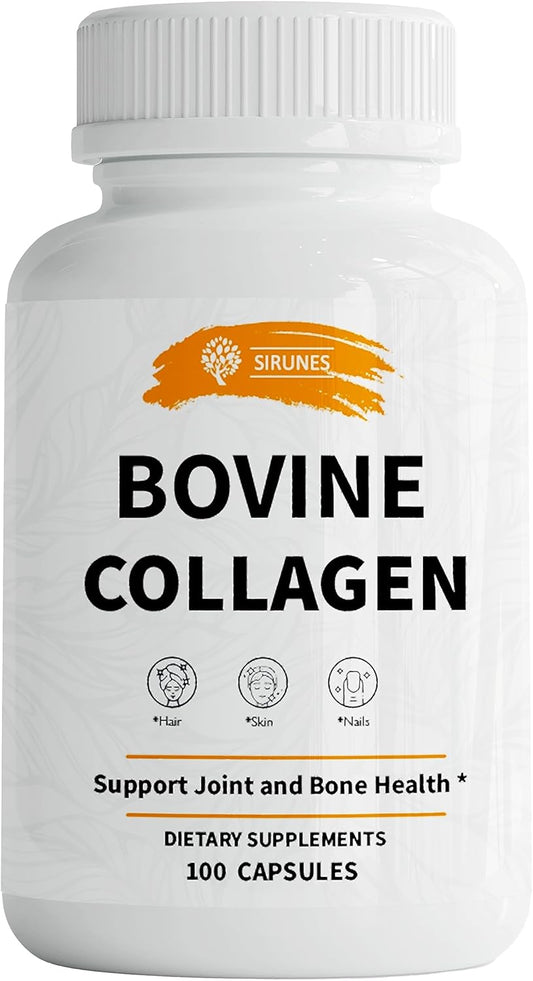 Hydrolyzed Grass Fed Bovine Collagen Peptides Supplement for Joint, Nerve & Bone Support - Non-GMO - 100 Capsules for Men and Women