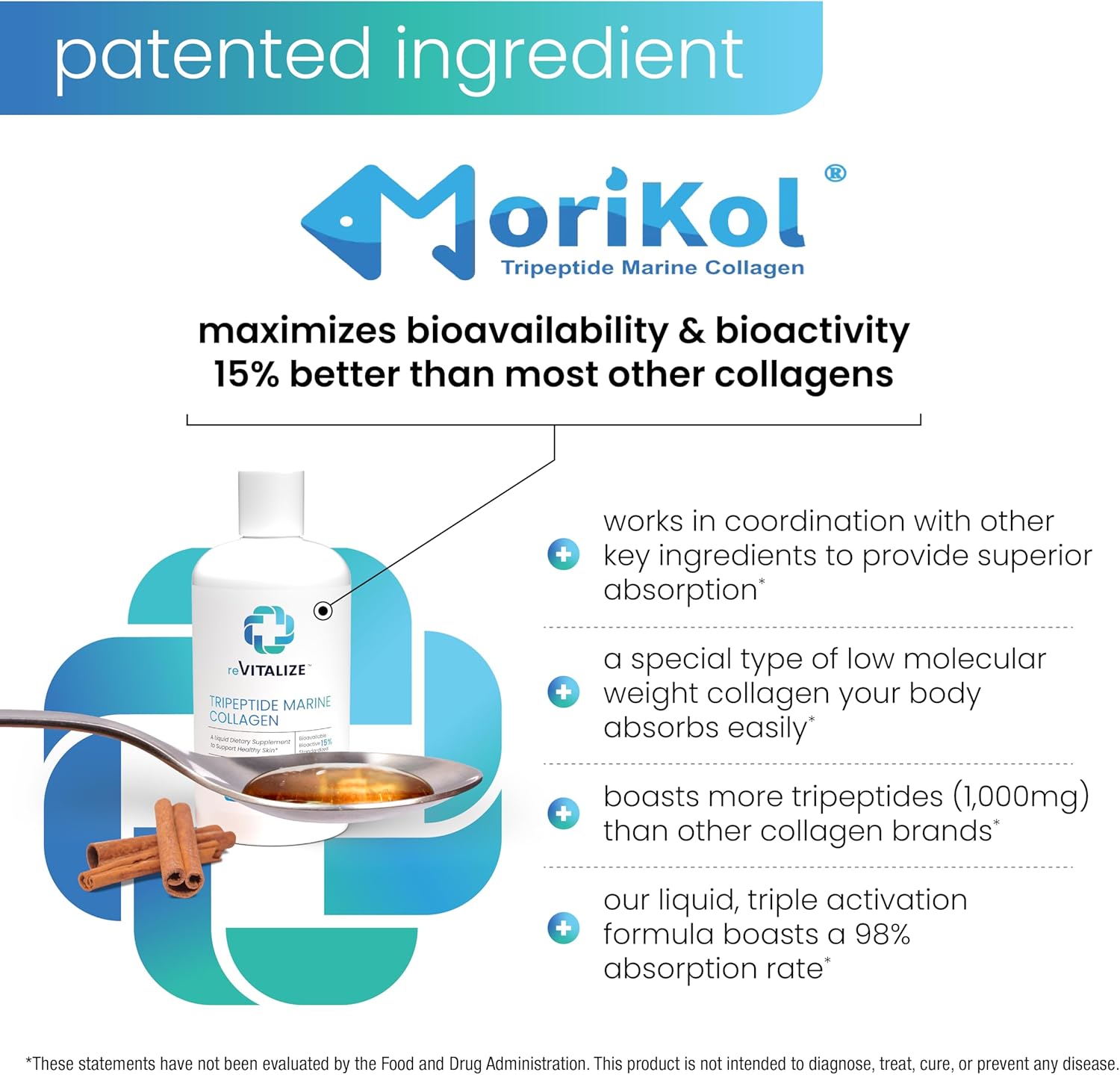 Hydrolyzed Marine Collagen Peptides Supplement for Hair, Skin, Nails - Anti-Aging, Skin Renewal, Healthy Joints - Cinnamon Flavor, 30 Servings