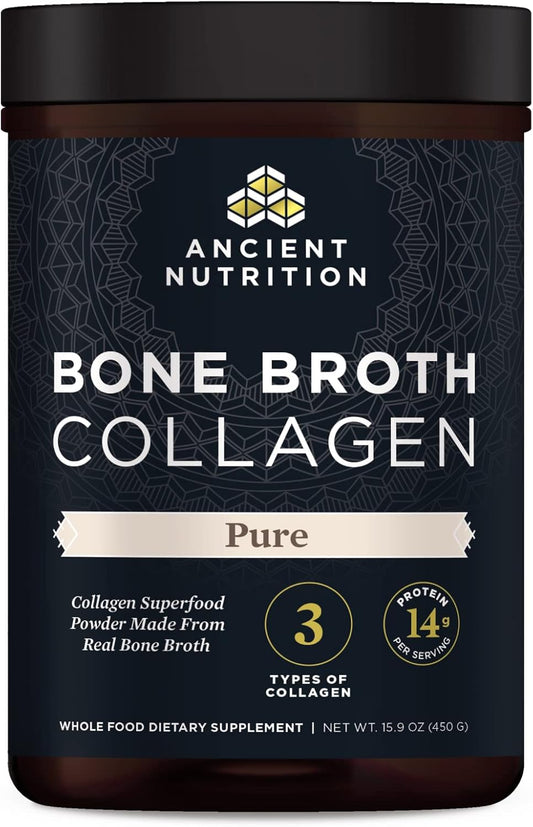 Hydrolyzed Multi Collagen Peptides Powder for Skin, Nails & Joints - Bone Broth Collagen Supplement, Pure & Natural - 30 Servings, 15.9oz