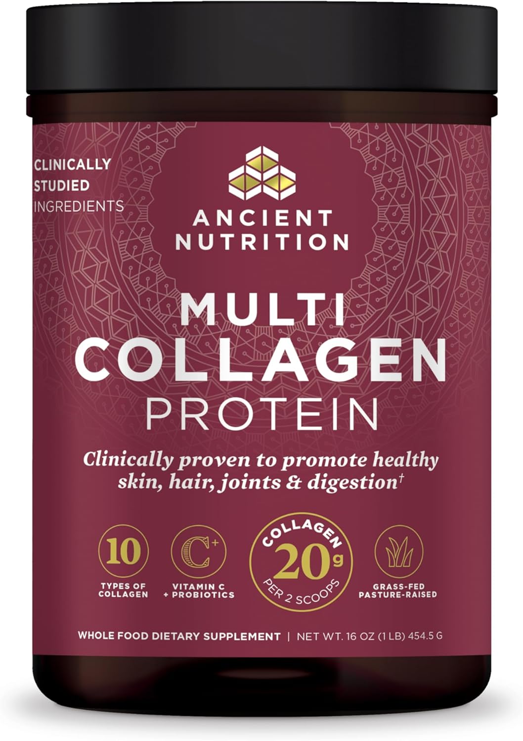 Hydrolyzed Multi Collagen Protein Powder with Probiotics and Vitamin C - 45 Servings, 16oz - Skin, Nails, Gut Health Support