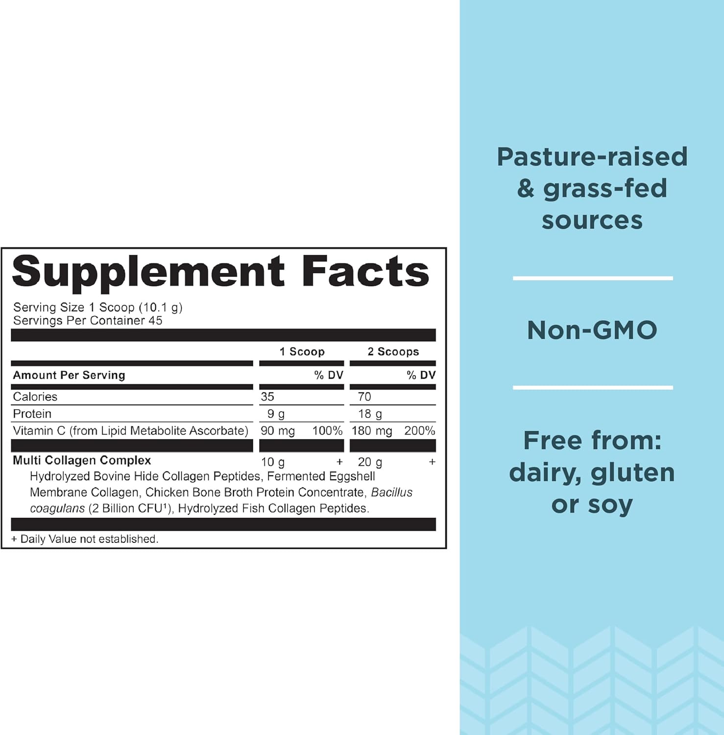 Hydrolyzed Multi Collagen Protein Powder with Probiotics and Vitamin C - 45 Servings, 16oz - Skin, Nails, Gut Health Support