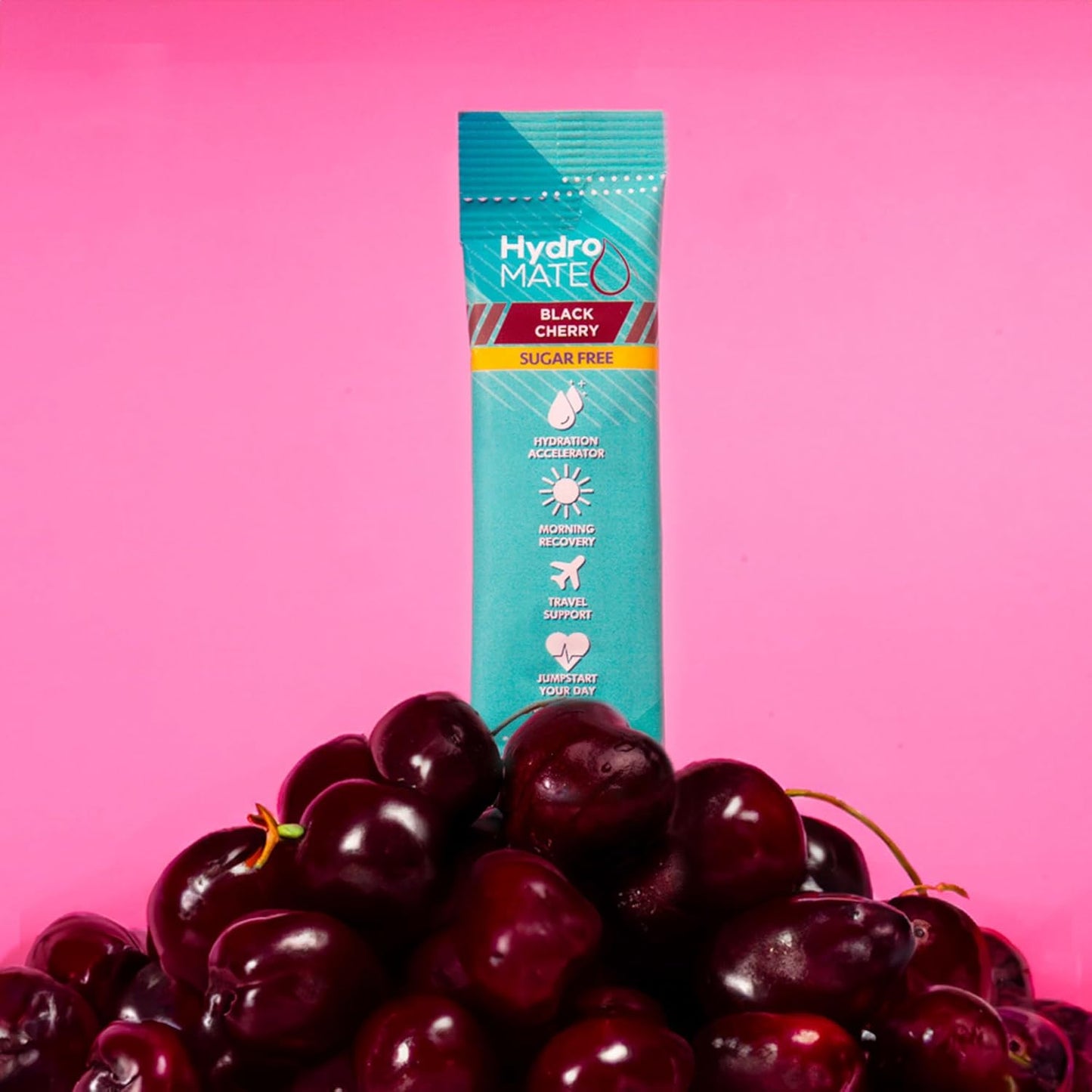HydroMATE Electrolyte Powder, Black Cherry Flavor, Sugar-Free Hydration Packets with Vitamin C - 30 Count