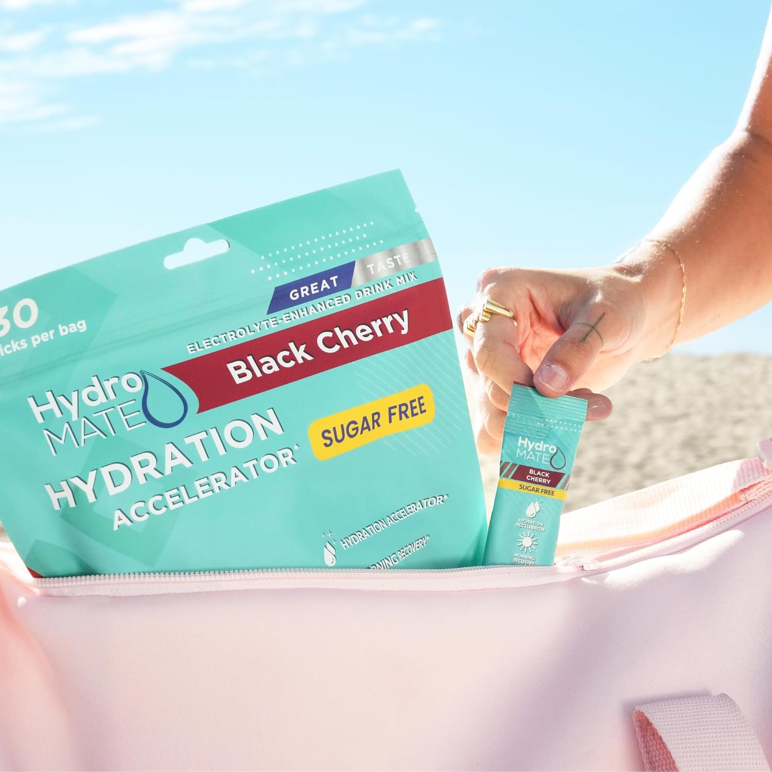 HydroMATE Electrolyte Powder, Black Cherry Flavor, Sugar-Free Hydration Packets with Vitamin C - 30 Count