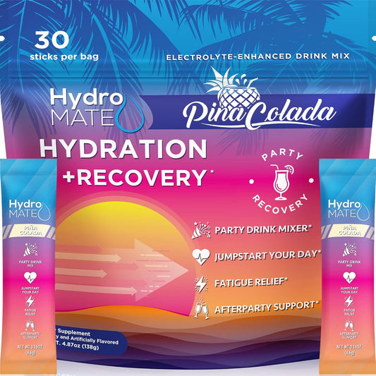 HydroMATE Pineapple Electrolyte Powder Packets - 30 Count for Fast Hydration & Recovery with Low Sugar Tropical Flavor