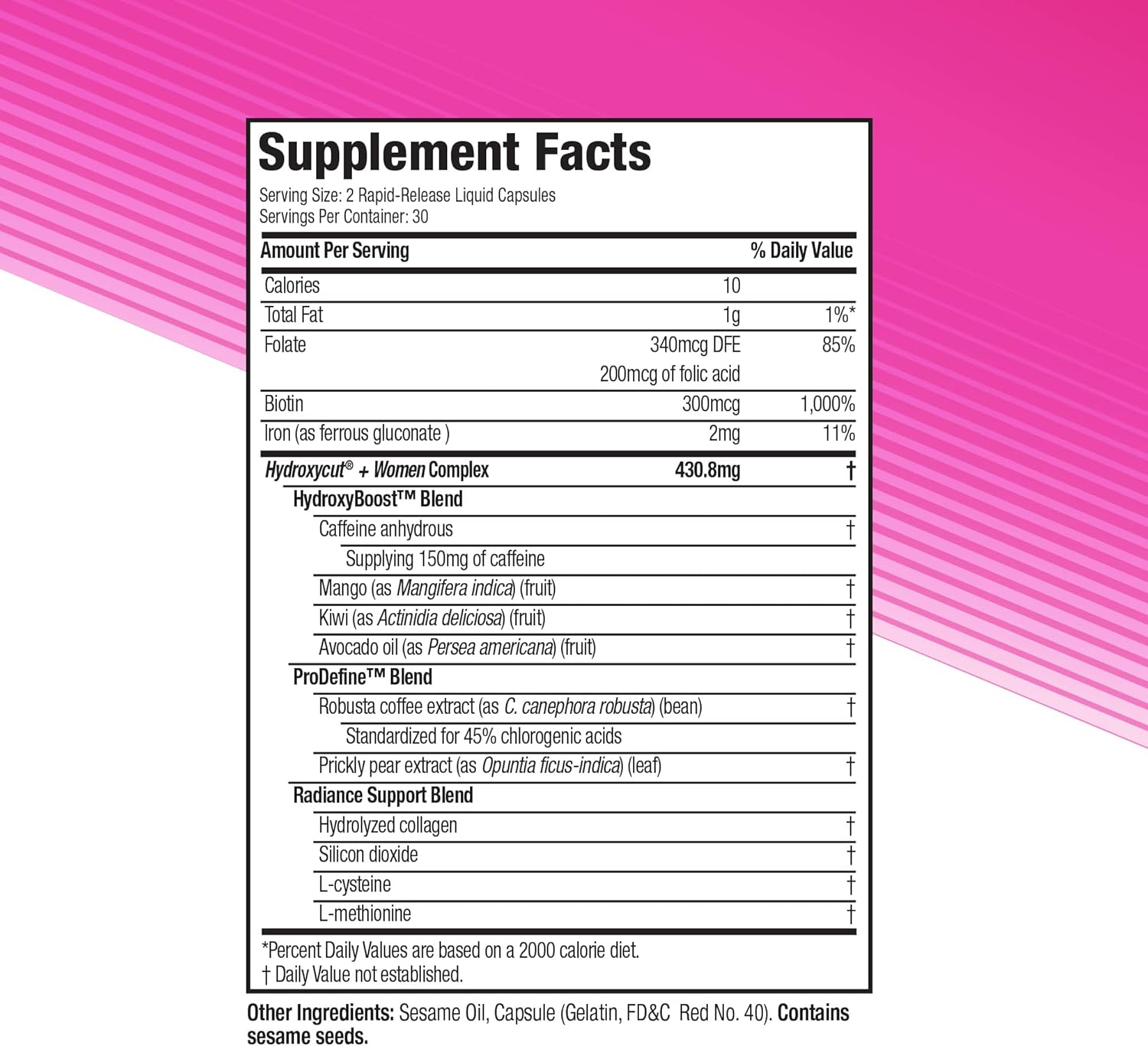 Hydroxycut Women Rapid-Release Liquid Capsules - Pack of 2 with Biotin, Collagen, Folate & Iron