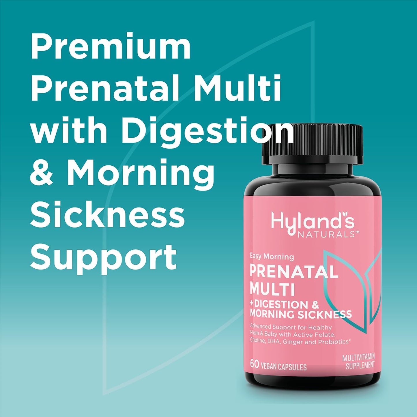 Hyland's Easy Morning Prenatal Multivitamin with Digestive Health & Morning Sickness Relief, 60 Vegan Capsules