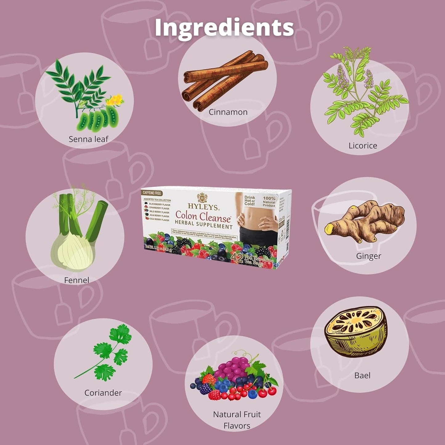 Hyleys Colon Cleanse Tea Variety Pack - 42 Tea Bags (1 Pack)