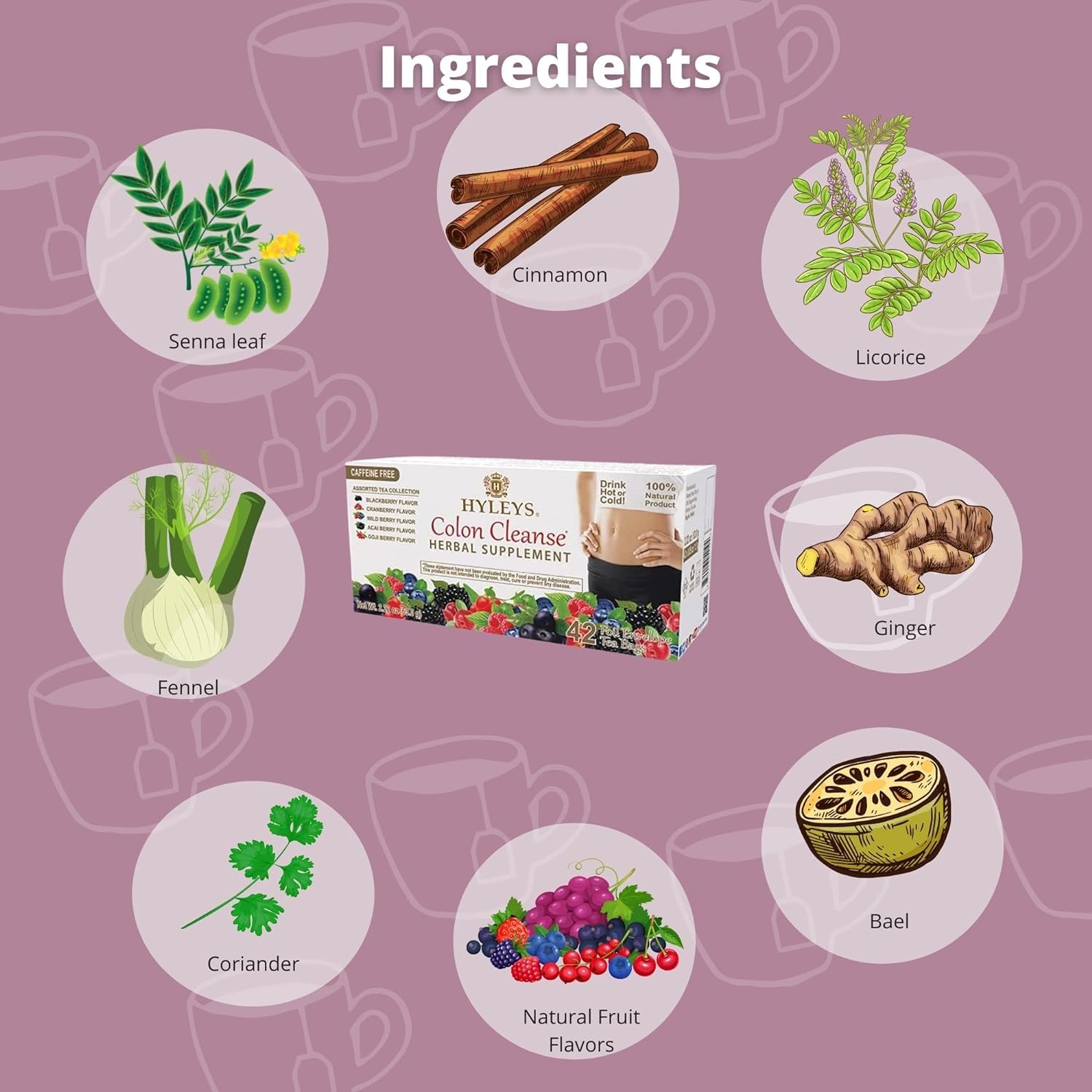 Hyleys Colon Cleanse Tea Variety Pack - 42 Tea Bags (1 Pack)