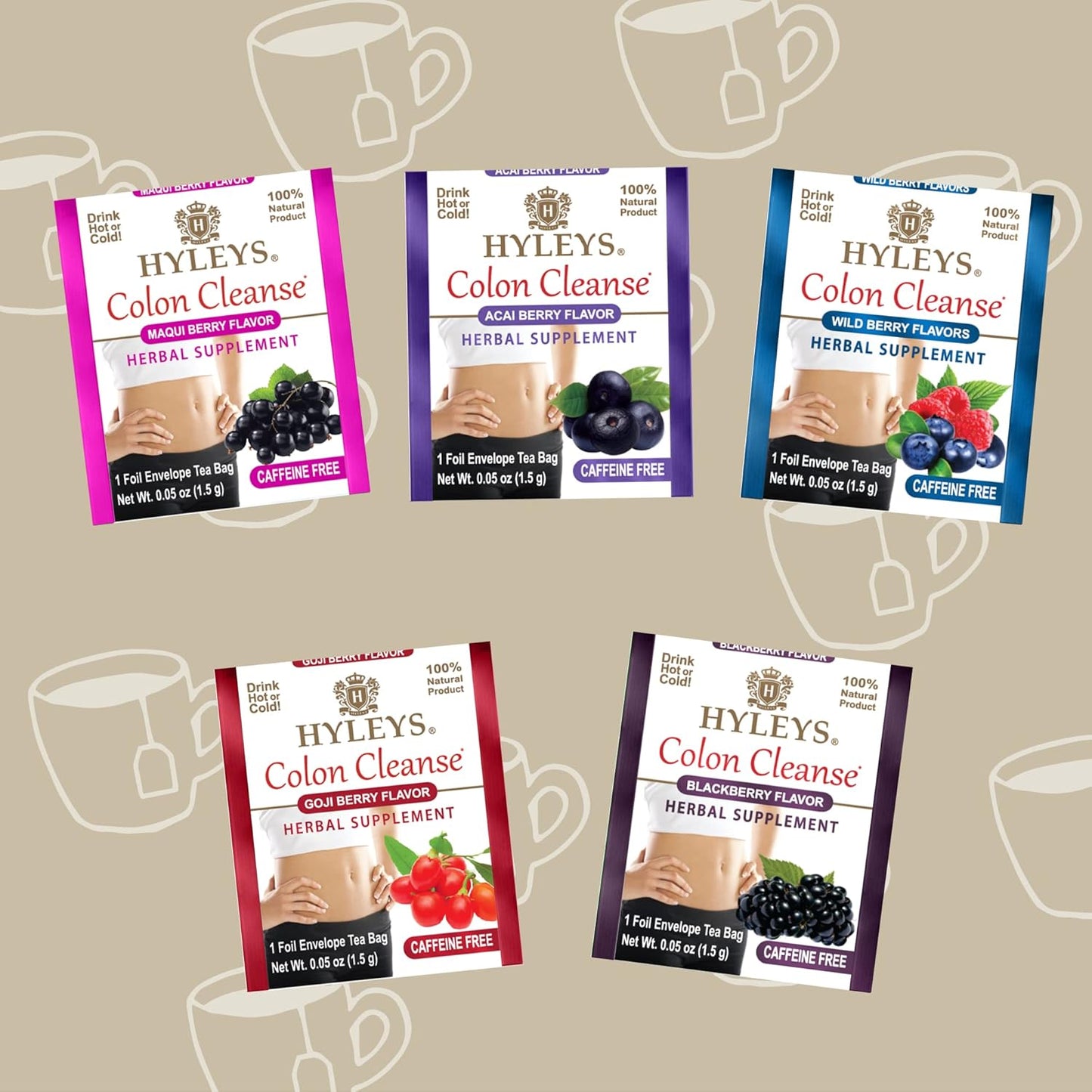 Hyleys Colon Cleanse Tea Variety Pack - 42 Tea Bags (1 Pack)