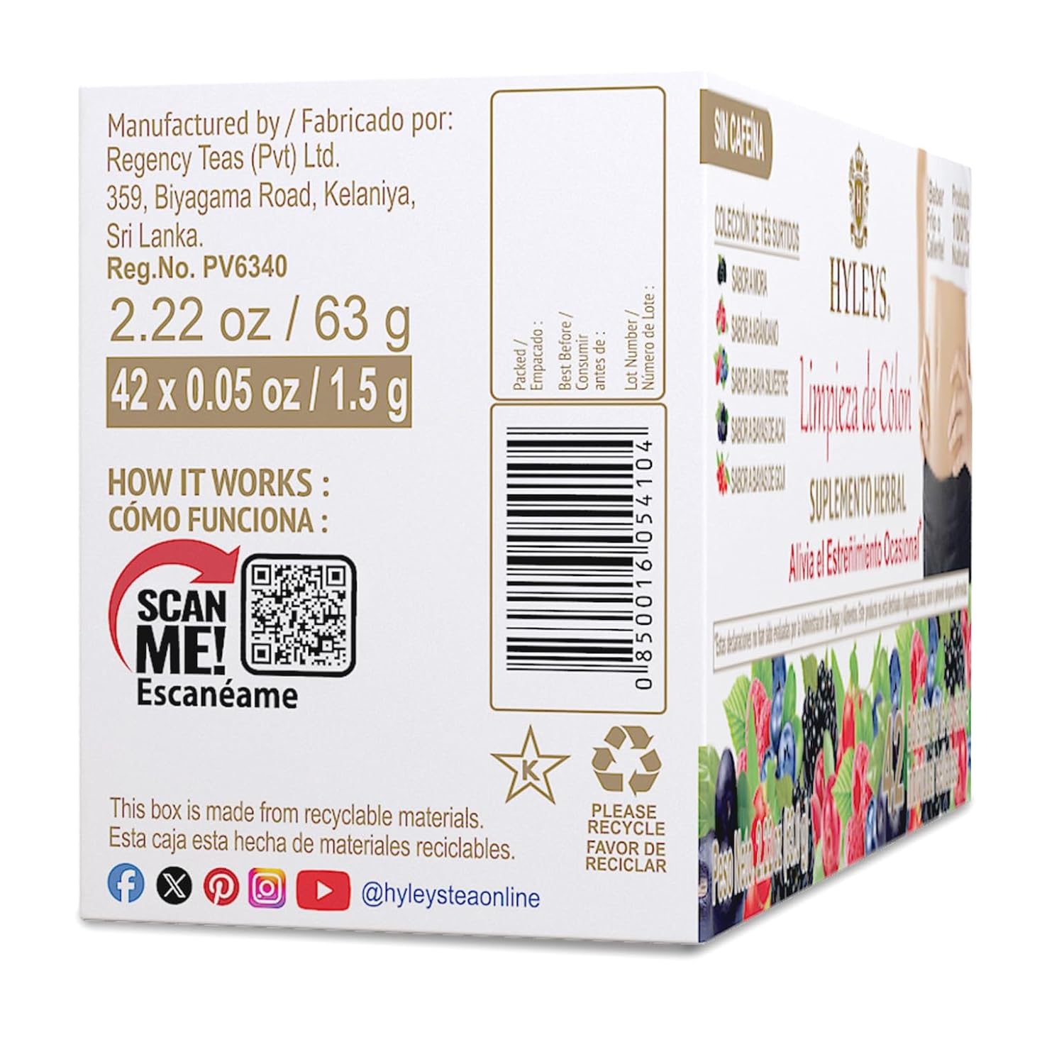 Hyleys Colon Cleanse Tea Variety Pack - 42 Tea Bags (1 Pack)