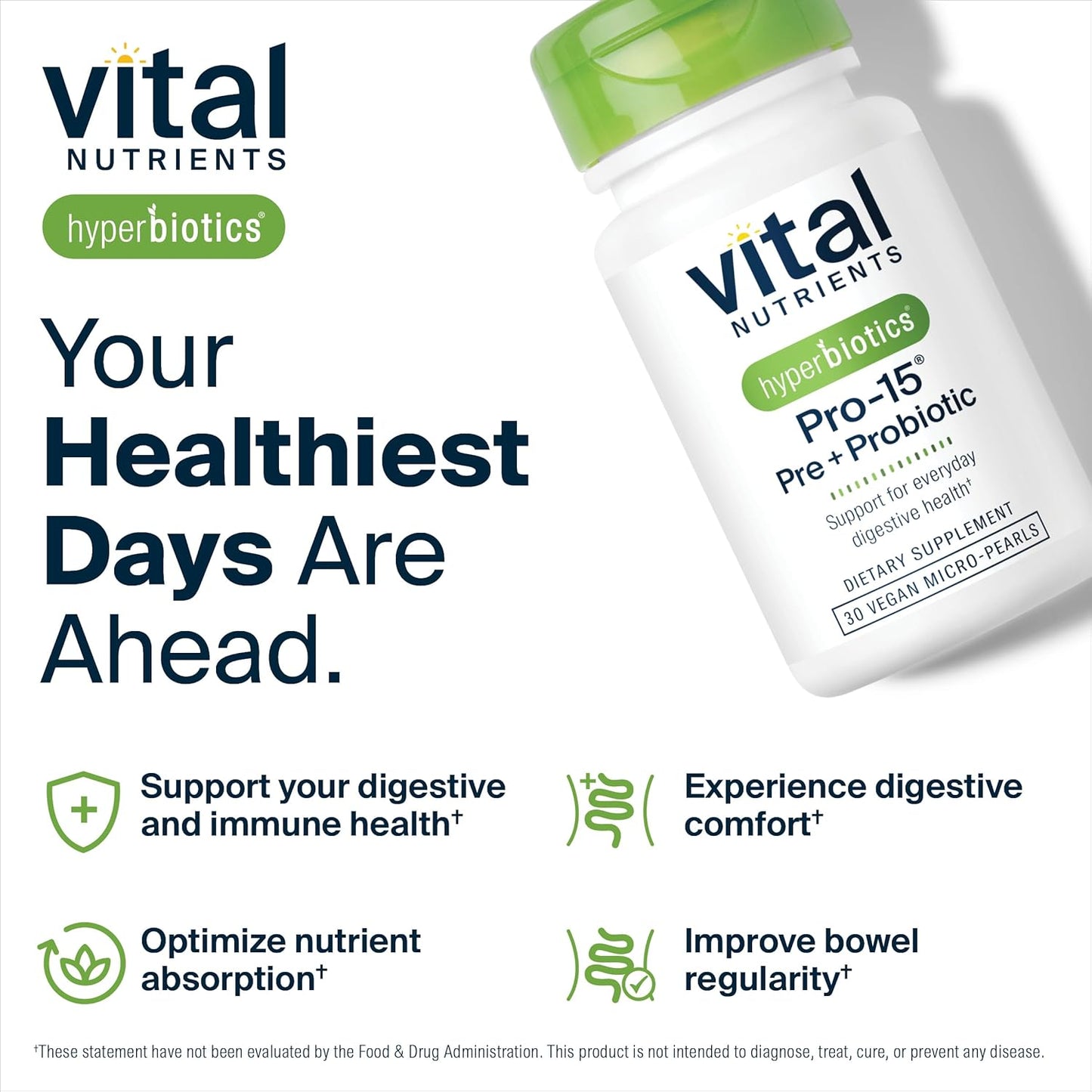 Hyperbiotics Pro-15 Pre + Probiotic Supplement | 15 Strains | Supports Digestive Health | Vegan | 60 Pearl Tablets