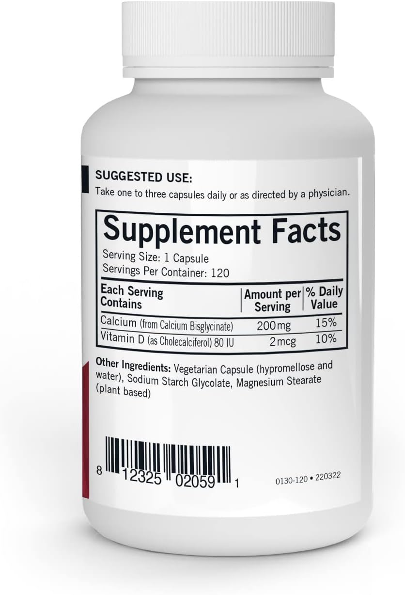 Hypoallergenic Calcium Capsules - 200 mg - Vegetarian Formula - Gluten & Casein Free - Tested for 950+ Contaminants