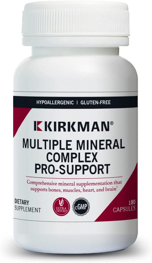 Hypoallergenic Kirkman Multiple Mineral Complex Pro-Support - 180 Vegetarian Capsules with Essential Minerals