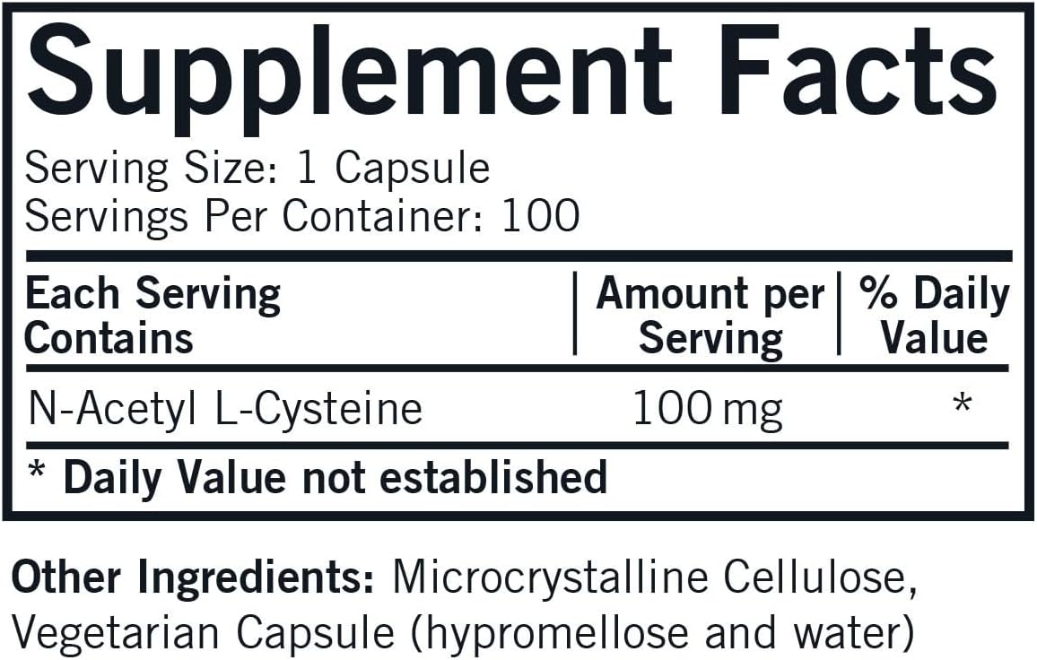 Hypoallergenic Kirkman NAC 100mg Capsules - Antioxidant & Immune Support - 100 Vegetarian Capsules - Gluten & Casein Free