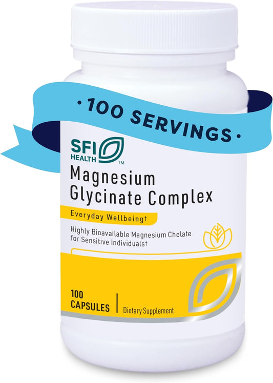 Hypoallergenic Magnesium Glycinate Complex Capsules for Sensitive Individuals - Support Healthy Nerves - 100 Capsules