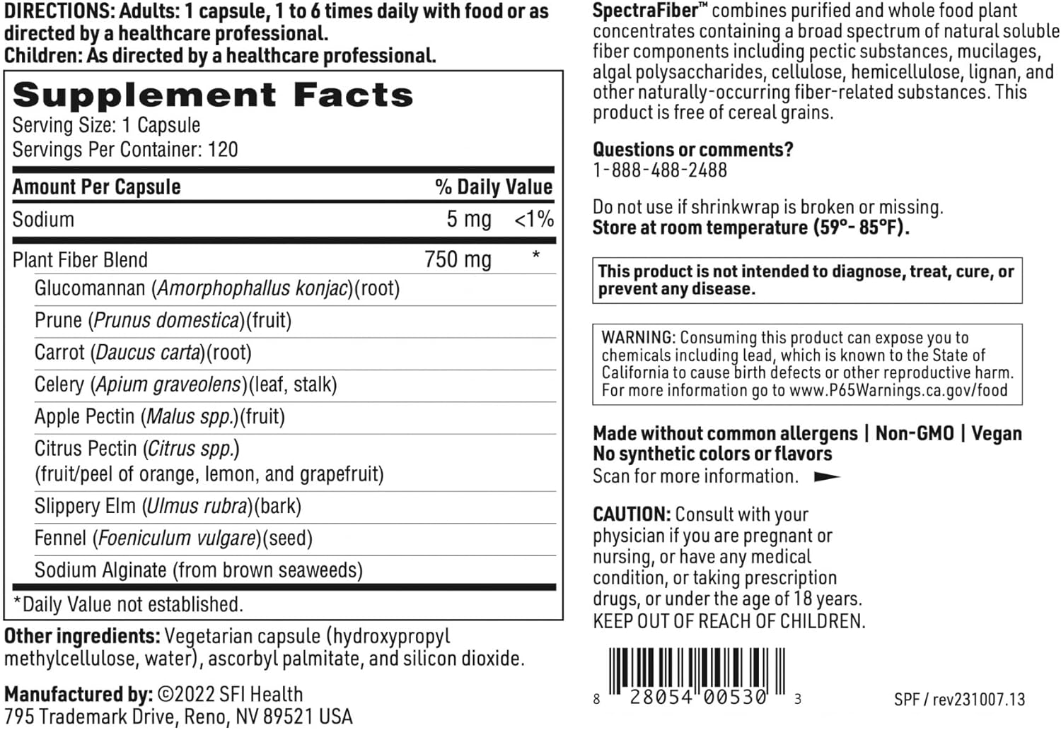 Hypoallergenic Soluble Fiber Blend with Apple Pectin & Glucomannan - Gluten-Free Capsules by Klaire Labs
