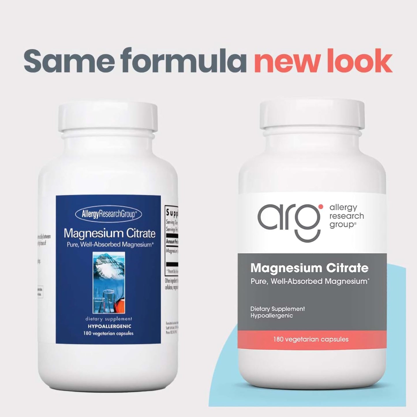 Hypoallergenic Vegetarian Magnesium Citrate Supplement - Bone & Stress Support, Well-Absorbed Capsules, Gluten Free - 180 Count