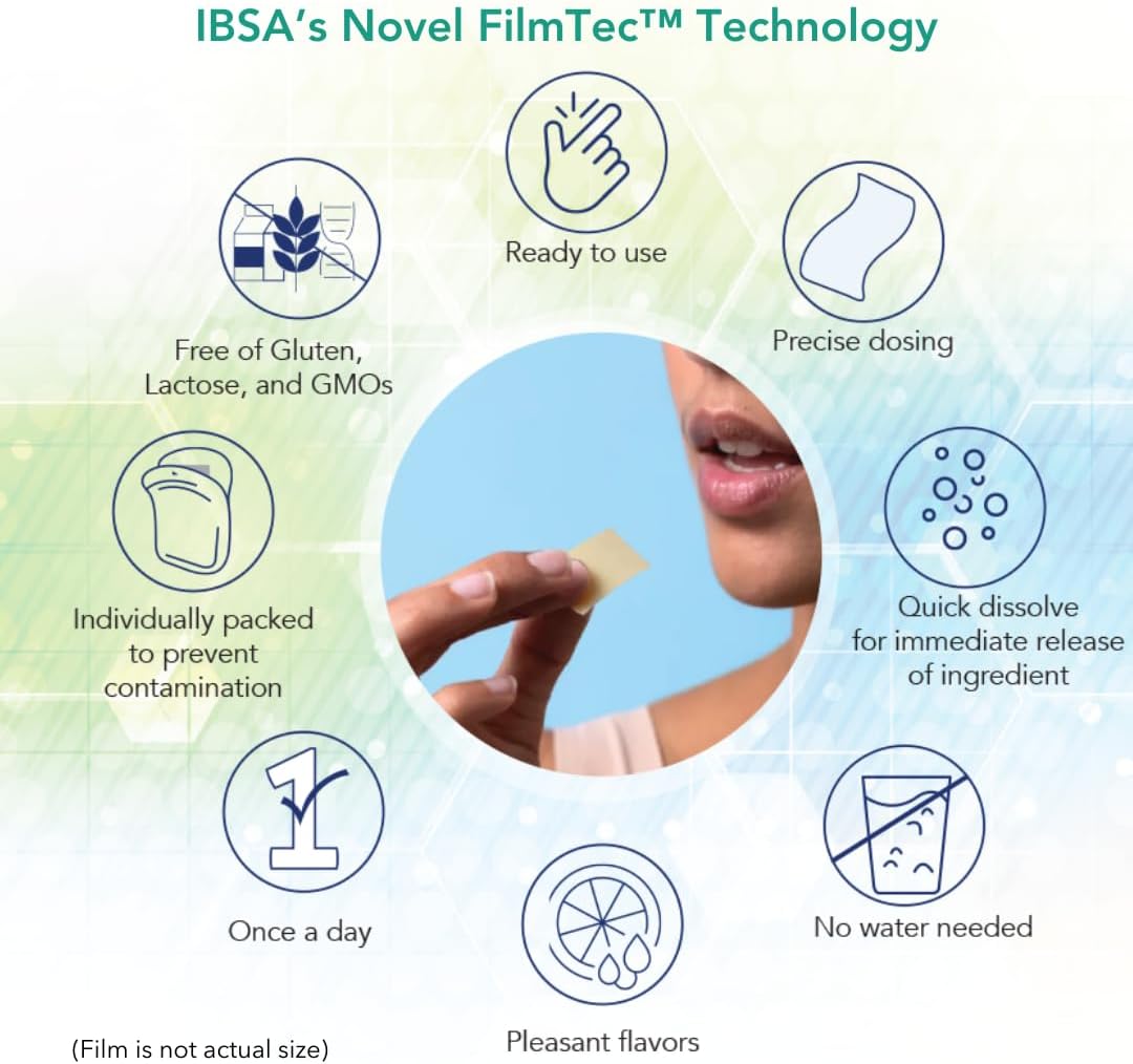 Ibsa FilmTec B12 Oral Dissolving Films - 500 mcg Vitamin B12 Supplement for Immediate Release - Gluten-Free, Lactose-Free, Non-GMO