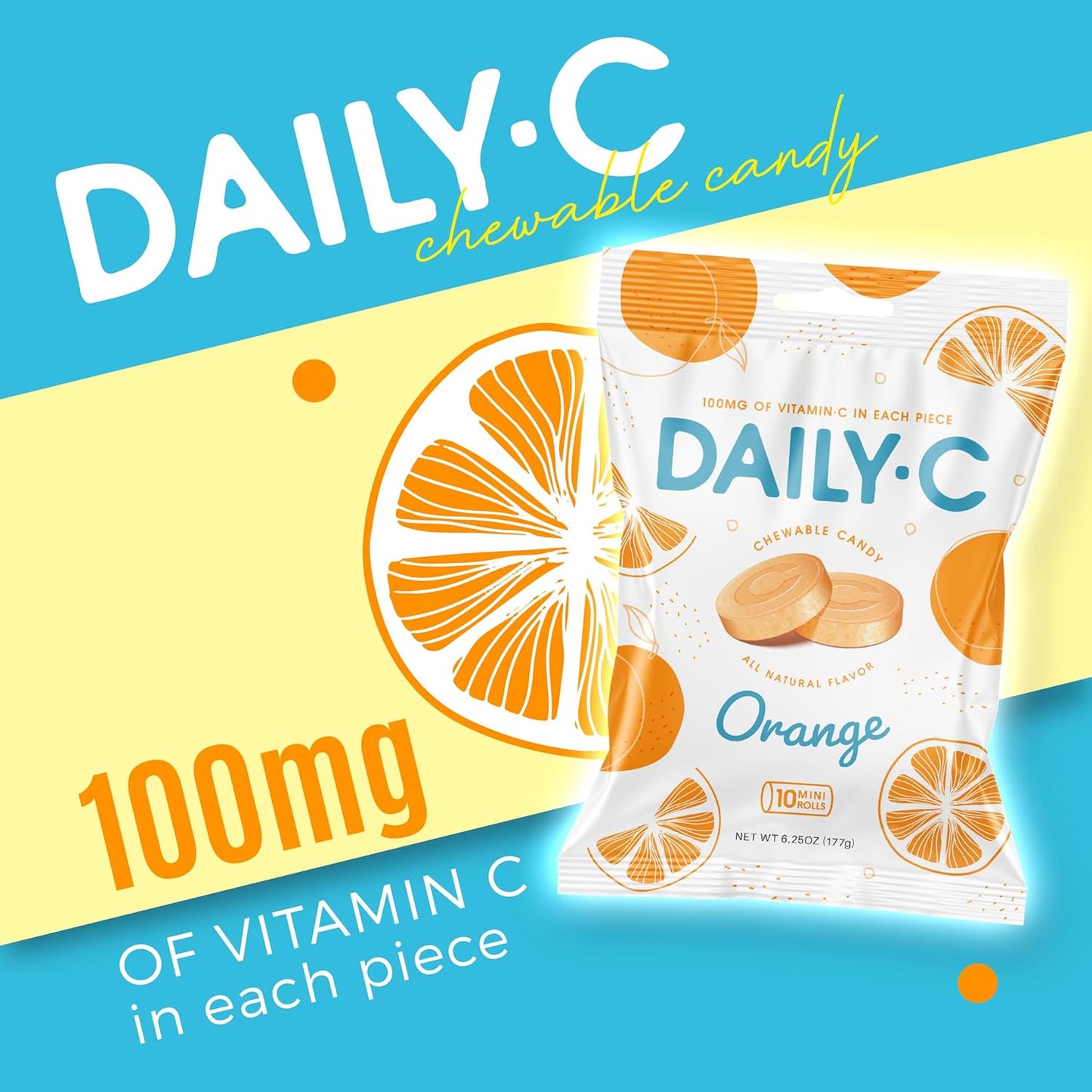 Iconic Candy Vitamin C Orange Chewables | 100MG Per Piece | Delicious Daily C Supplement