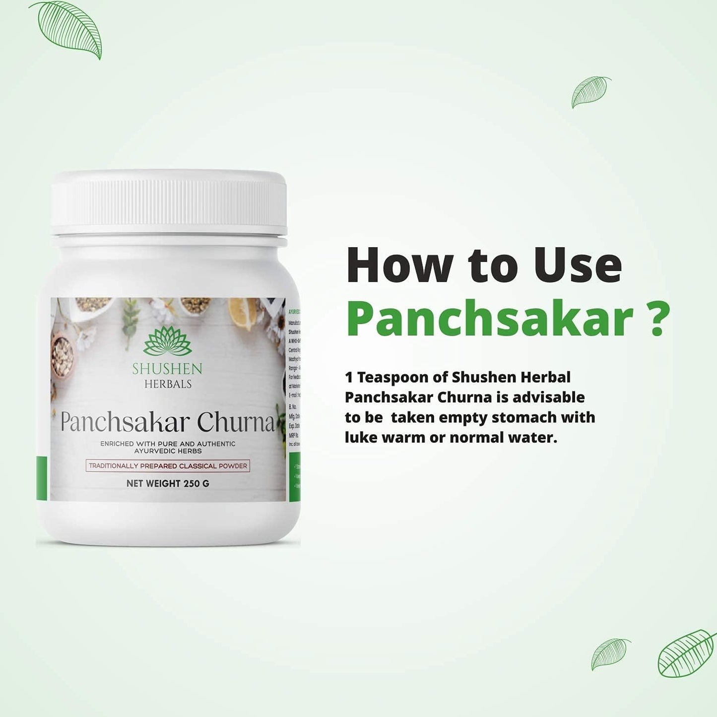 Ifra Shushen Panchsakar Churna 250g - Herbal Remedy for Constipation, Indigestion, and Piles - Boosts Appetite and Bowel Movement