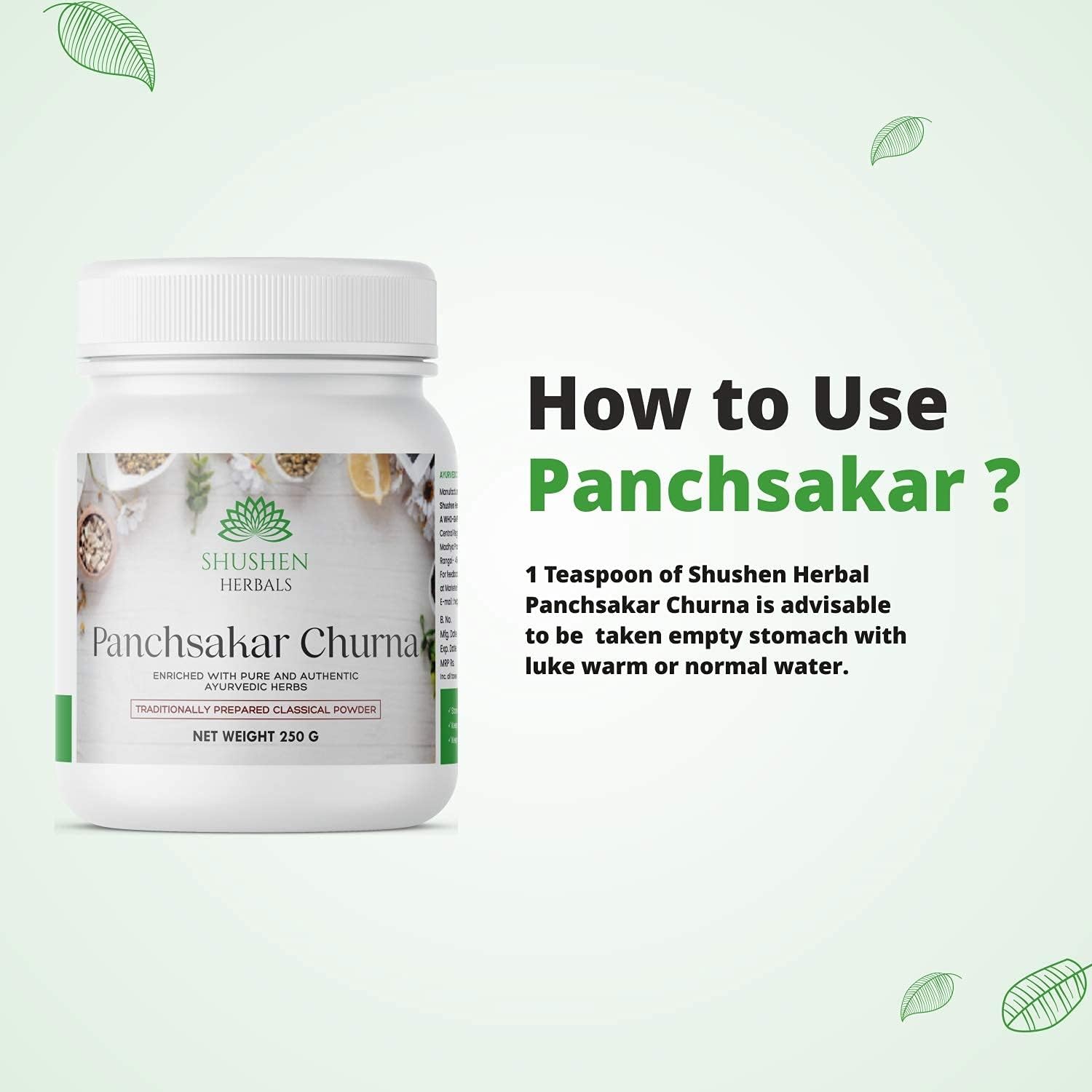 Ifra Shushen Panchsakar Churna 250g - Herbal Remedy for Constipation, Indigestion, and Piles - Boosts Appetite and Bowel Movement