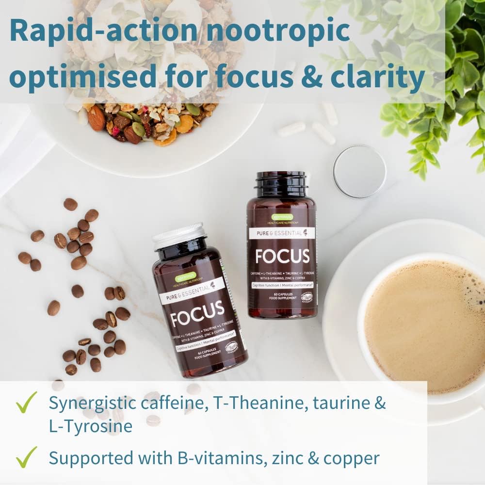 Igennus Focus: Methylated Nootropic for Cognitive Performance - 200mg Natural Caffeine, B Vitamins, L-Theanine, Taurine, L-Tyrosine - Non Jittery Clean Energy - 60 Capsules