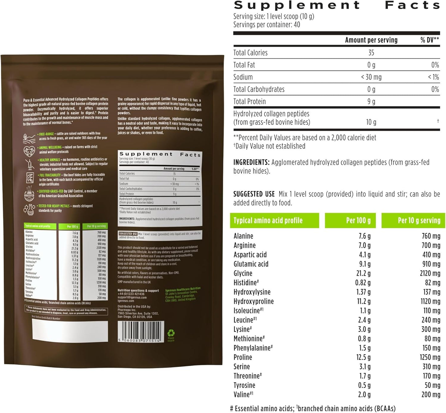 Igennus Healthcare Nutrition Bundle: Pharmepa Restore & Advanced Collagen Peptides - 1000mg EPA Omega-3 Fish Oil & Grass Fed Bovine Collagen Powder