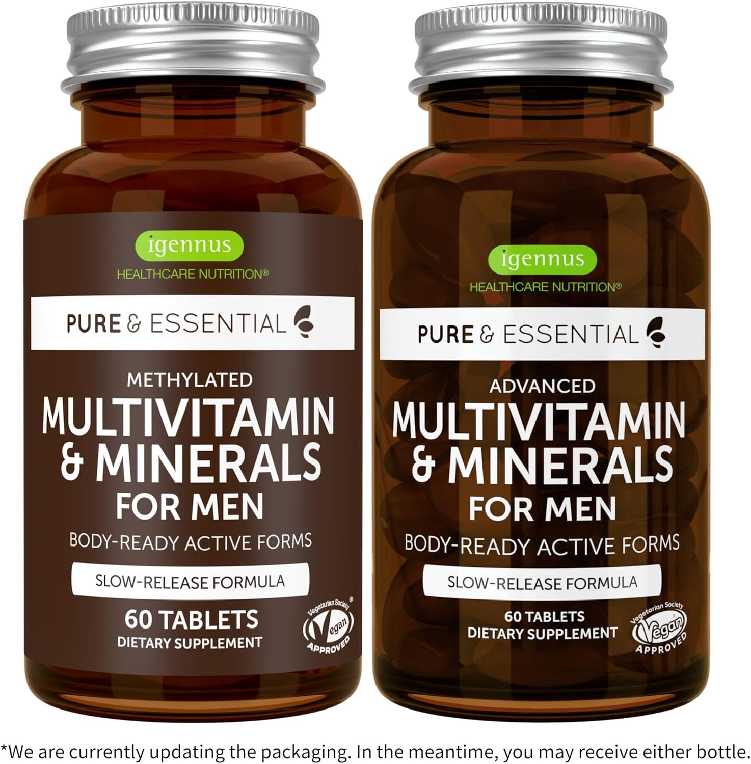 Igennus Healthcare Nutrition Pure & Essential Men & Women’s Multivitamin Bundle, Sustained Release, Active Forms - 60 Tablets