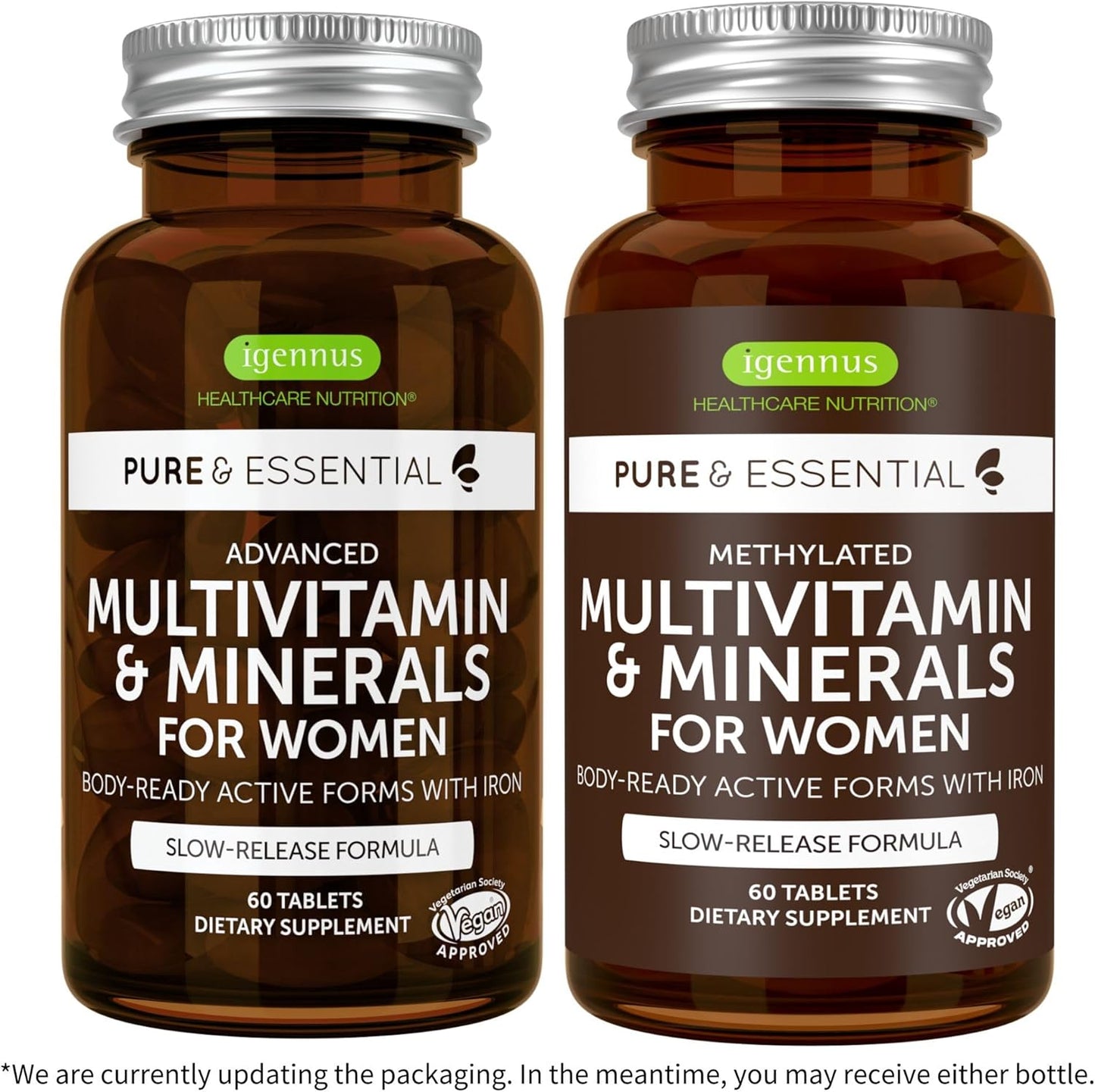 Igennus Healthcare Nutrition Pure & Essential Men & Women’s Multivitamin Bundle, Sustained Release, Active Forms - 60 Tablets