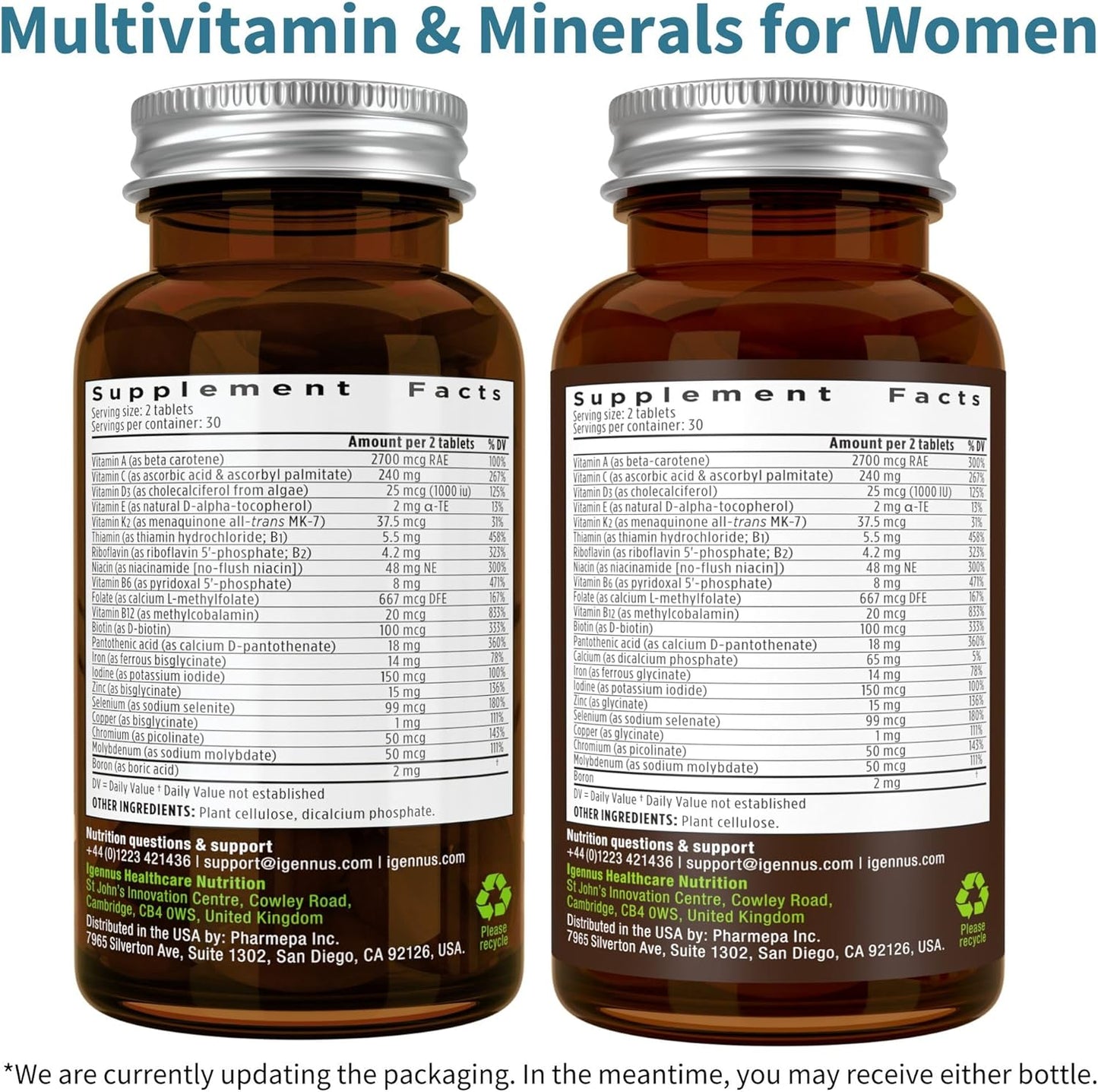 Igennus Healthcare Nutrition Pure & Essential Men & Women’s Multivitamin Bundle, Sustained Release, Active Forms - 60 Tablets
