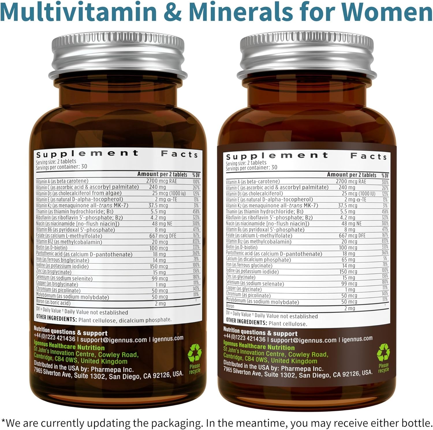 Igennus Healthcare Nutrition Pure & Essential Men & Women’s Multivitamin Bundle, Sustained Release, Active Forms - 60 Tablets