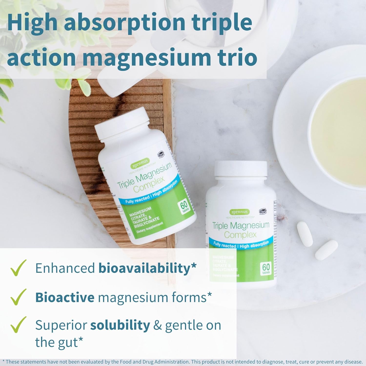 Igennus Healthcare Nutrition Triple Magnesium Complex + Super B12 Energy Bundle - High Absorption Chelated Magnesium & Sublingual B12 - Vegan