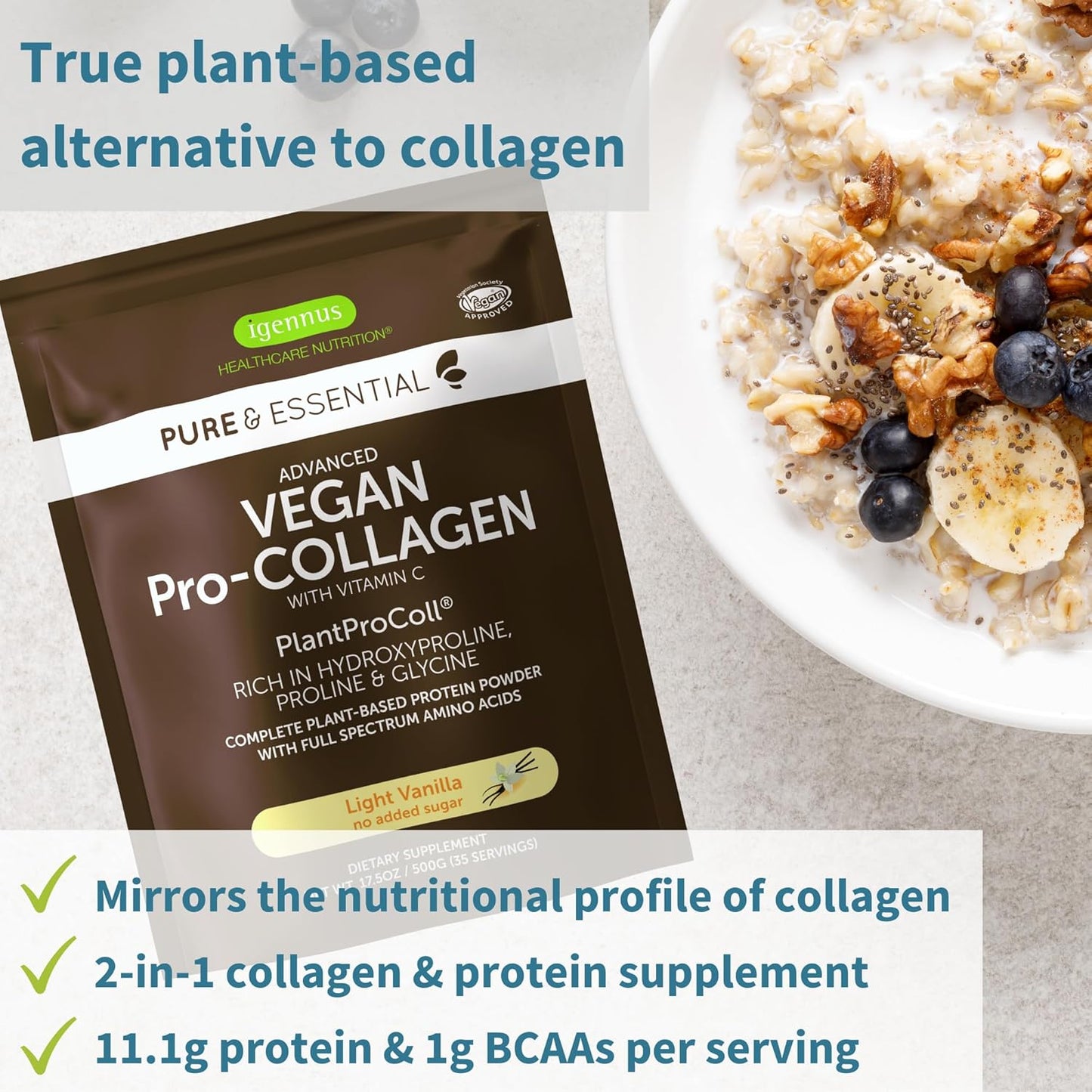 Igennus Vegan Collagen Protein Powder + Astaxanthin Bundle for Hair, Skin & Nails