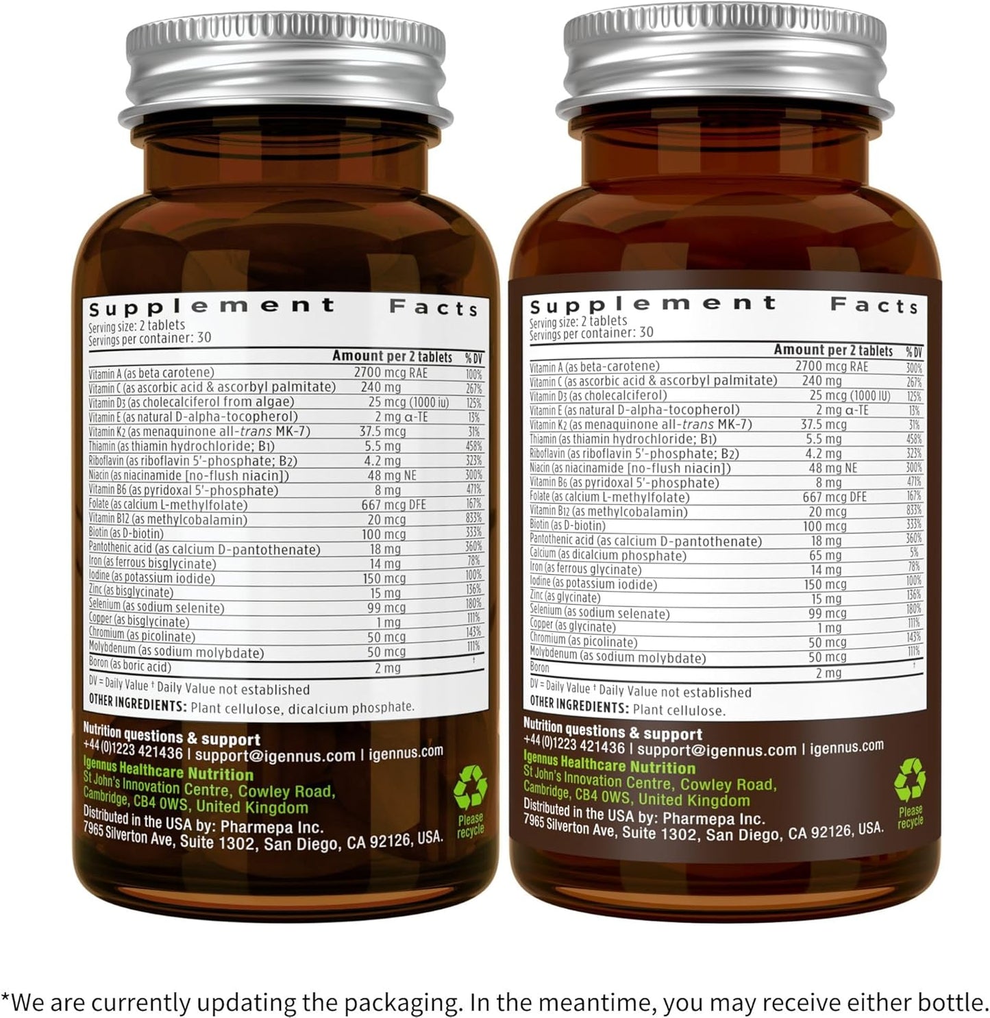Igennus Women's Multivitamin Bundle with Iron, Probiotics, and Live Cultures - Vegan Friendly