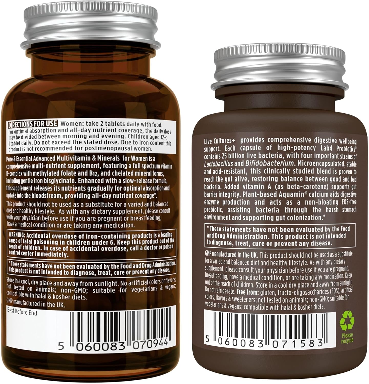 Igennus Women's Multivitamin Bundle with Iron, Probiotics, and Live Cultures - Vegan Friendly