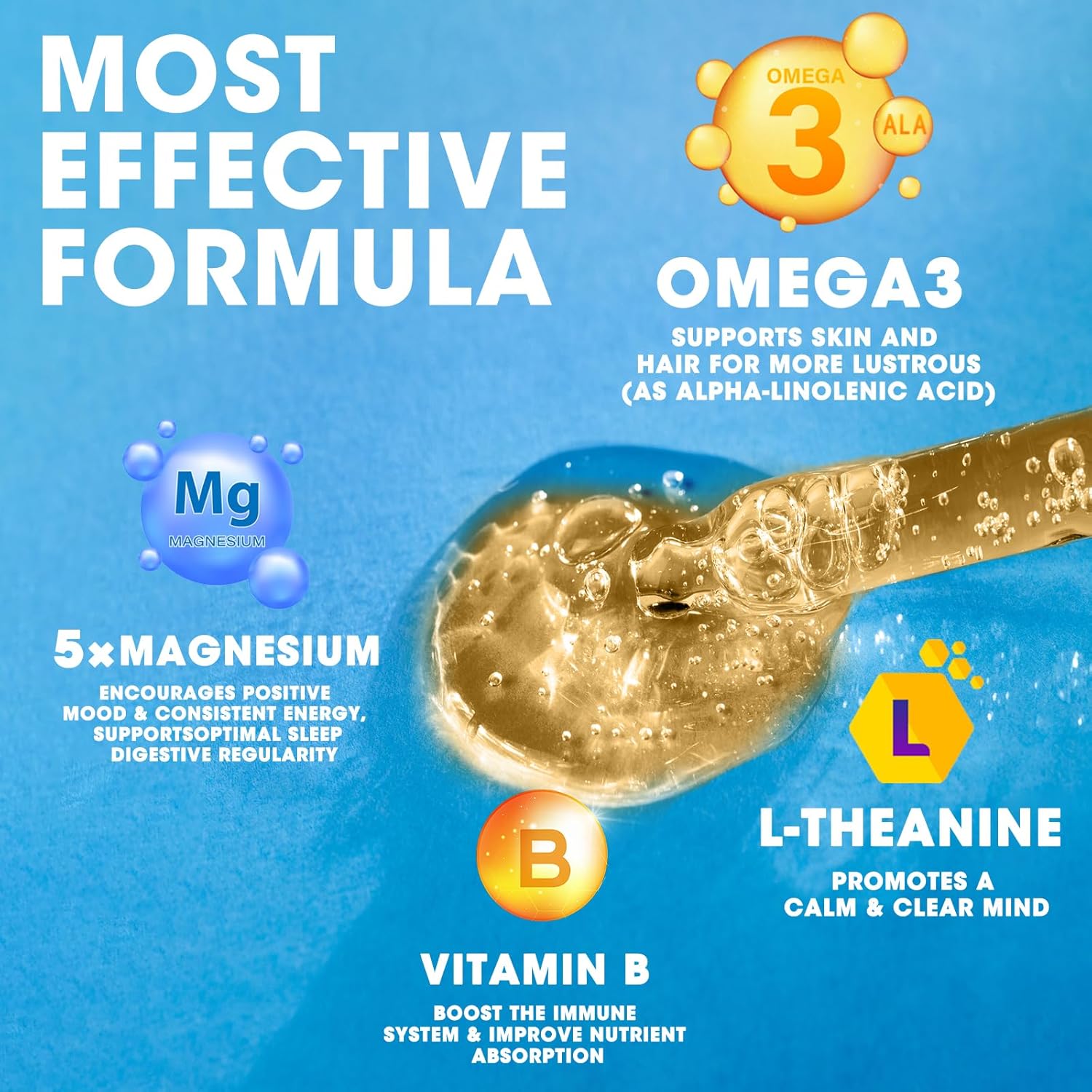 iMATCHME Magnesium Glycinate Liquid Drops (2 Pack) with Citrate, Oxide, Taurate, Omega3, L-Theanine, D3, B6, B12 - Calm, Sleep, Leg Cramps, Energy - Sugar-Free Strawberry Flavor