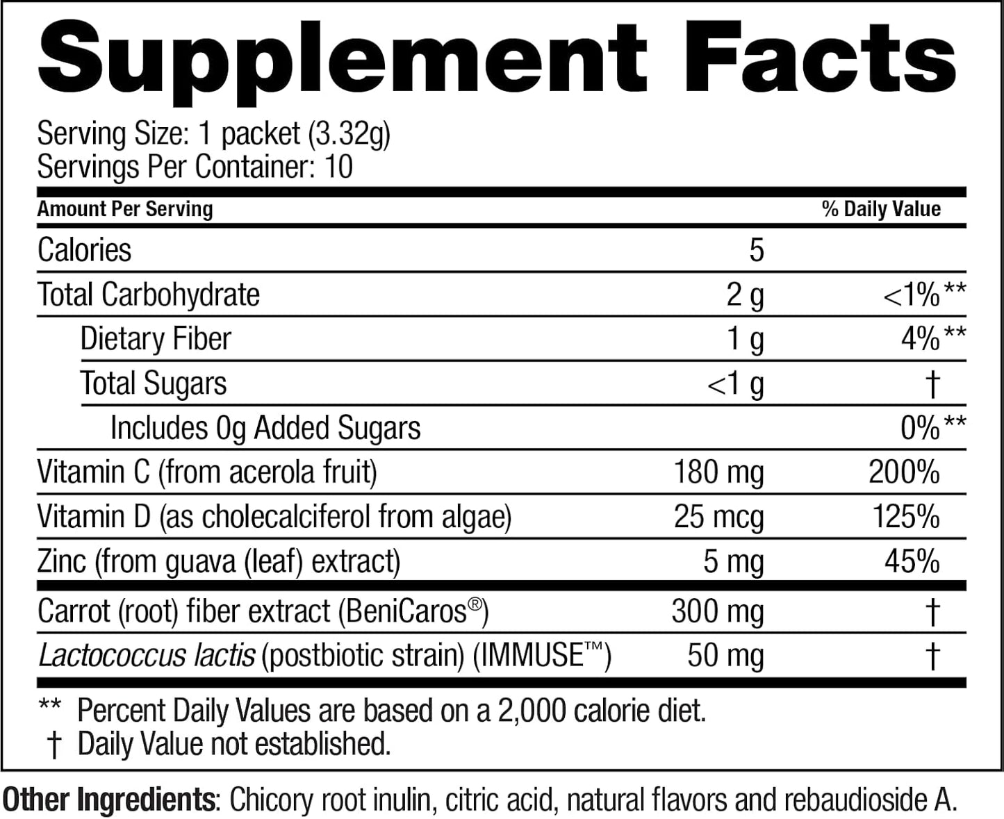 Immune Activator Drink Mix with Prebiotics, Postbiotics, Vitamin C, D, Zinc - Lemon Flavor, 60 Count