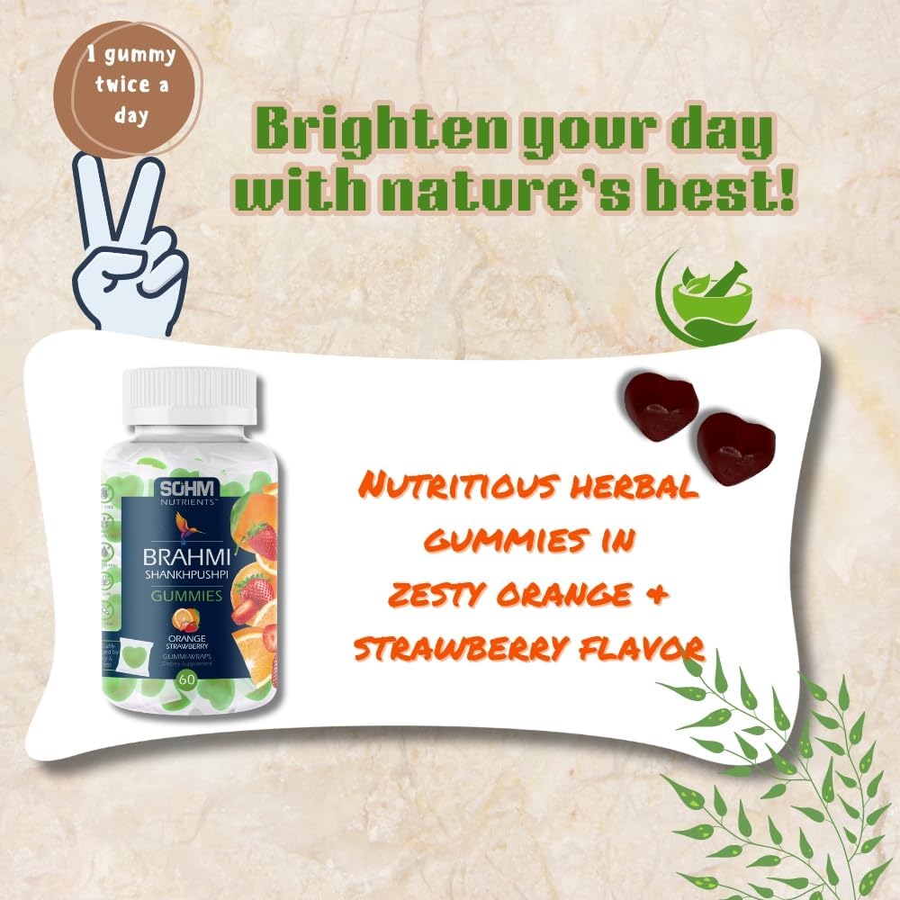 Immune-Boosting Brahmi and Shankhpushpi Gummies - 60 Count, Vegetarian & Gluten-Free, Individually Wrapped to Add Life to Lives