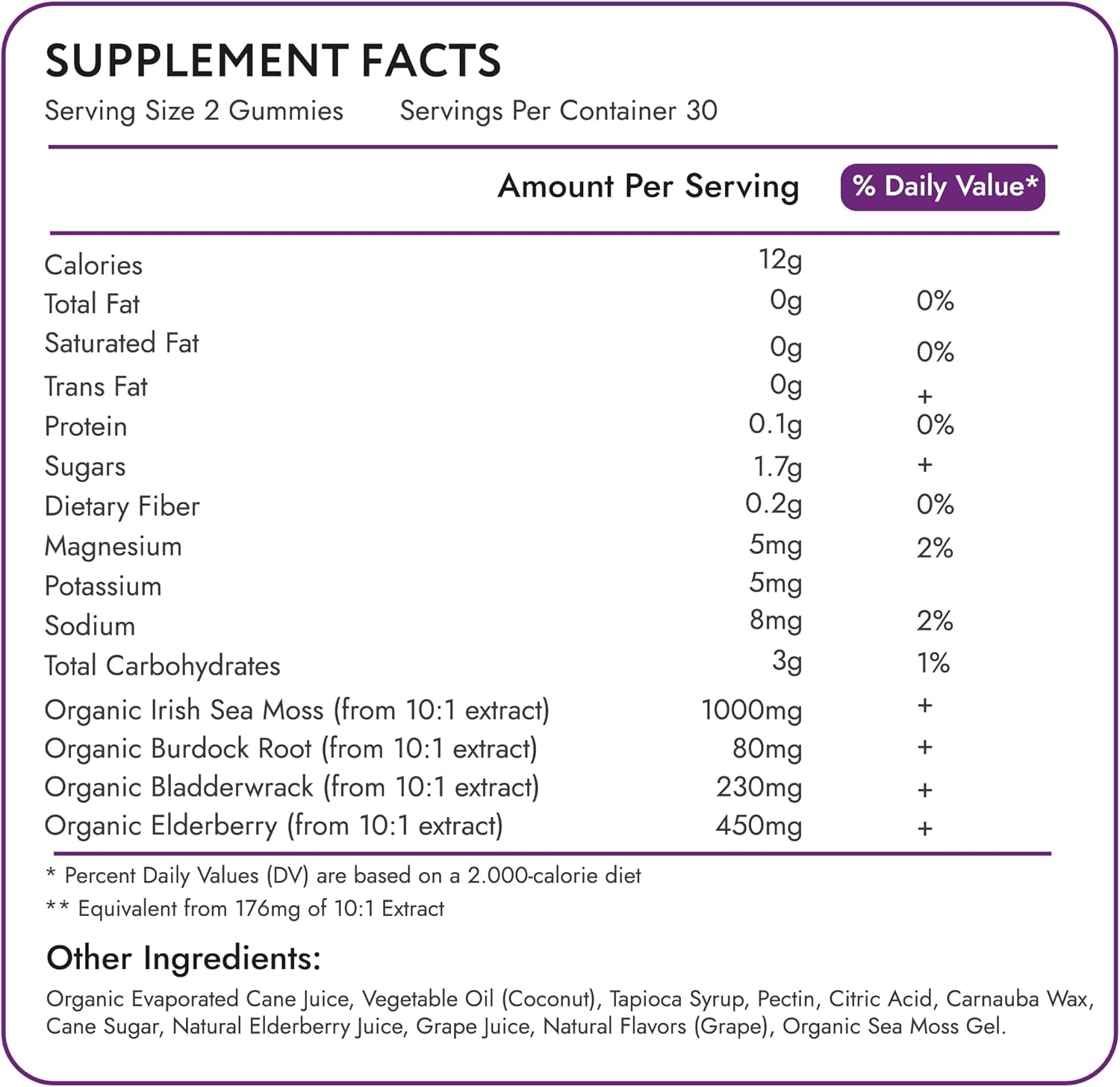 Immune-Boosting Sea Moss Gummies with Elderberry, Burdock Root, Bladderwrack - 240 pcs (2 Pack) for Overall Wellness and Health