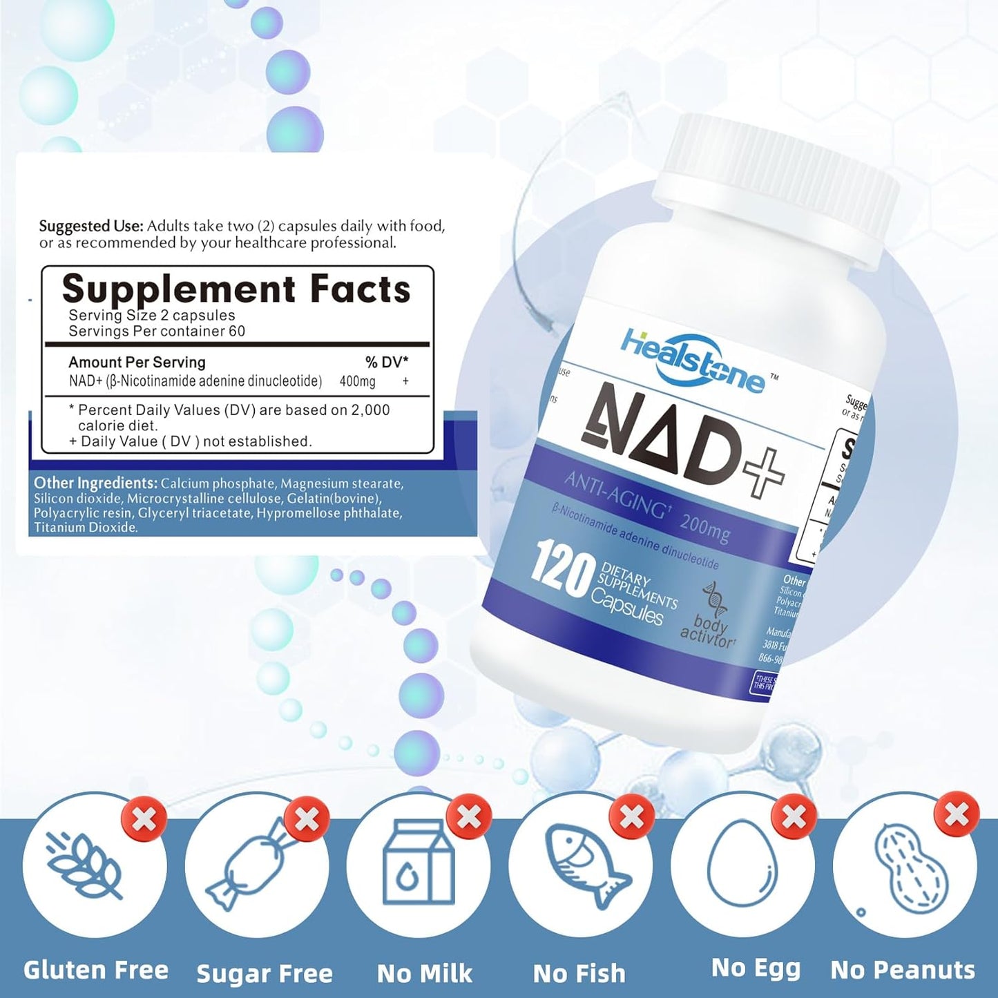 Immune Health Adult Multivitamin with NAD+ 200mg Capsules for Women and Men - Anti Aging Supplement