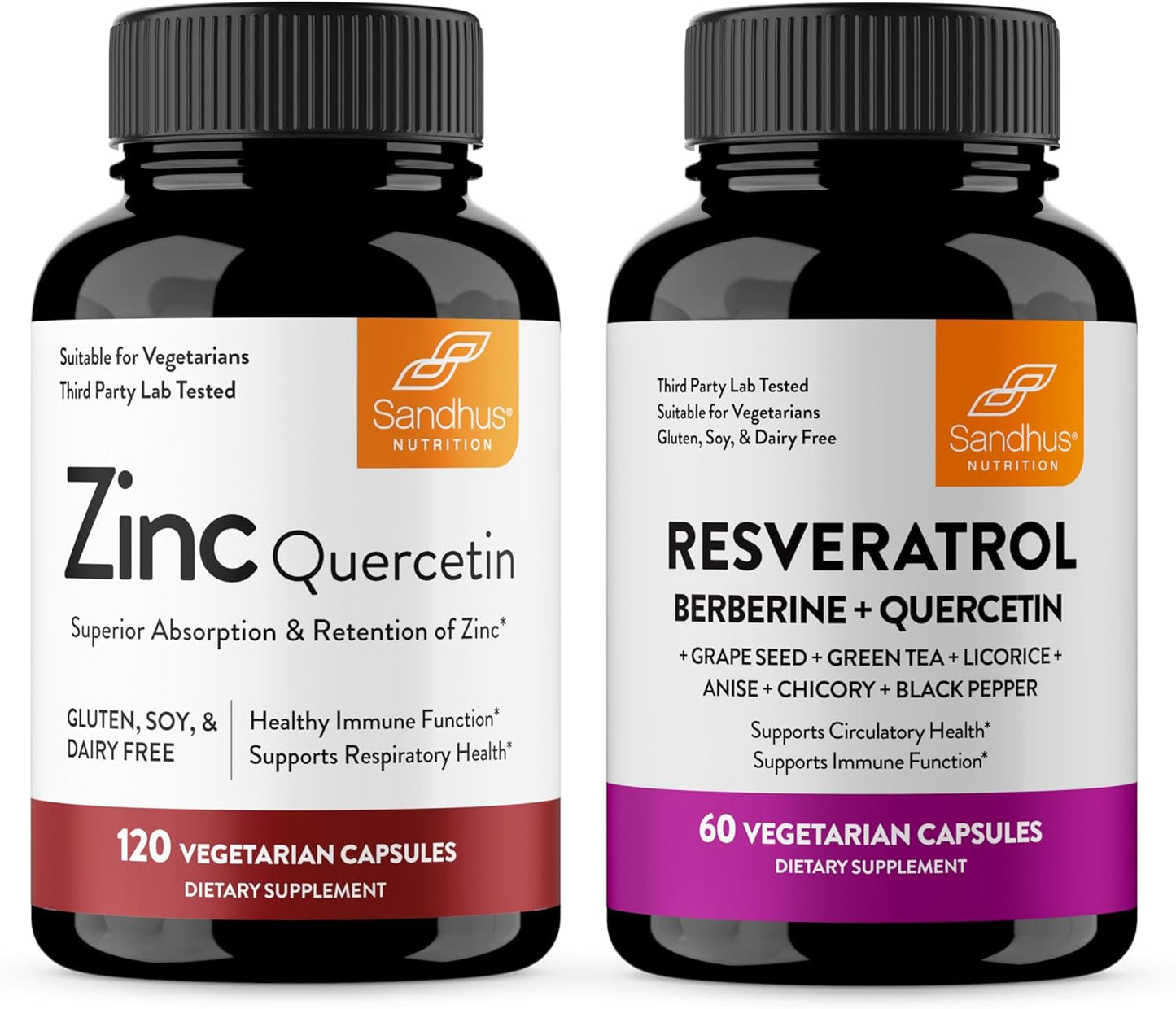 Immune Health Support Capsules with Zinc, Quercetin & Resveratrol by Sandhu
